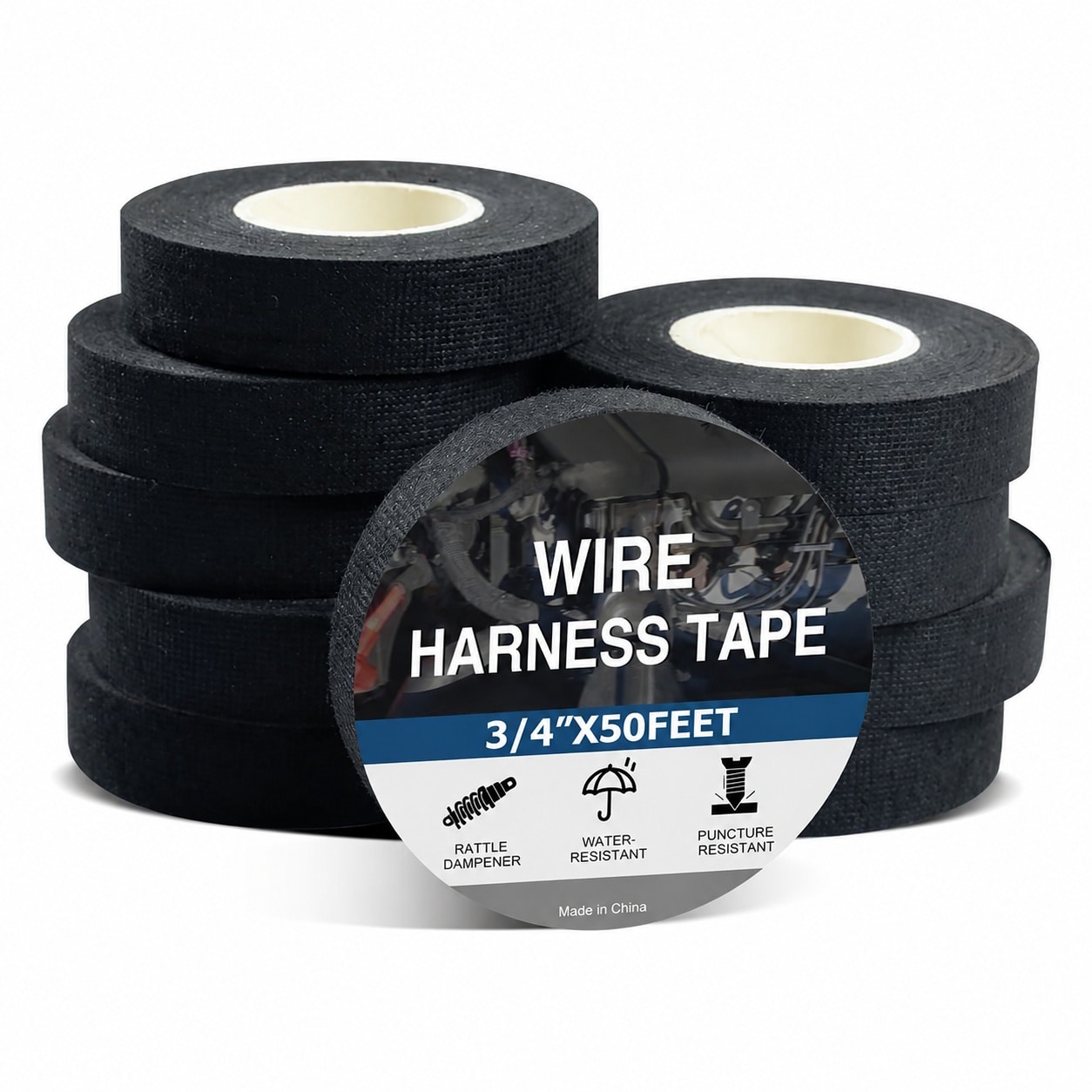 Afoxsos  Wire Harness Tape High Temp Self Adhesive Felt Cloth Electric Tape for Engine Bay Wire Loom Noise Reduction Protection 3 quarter inch by