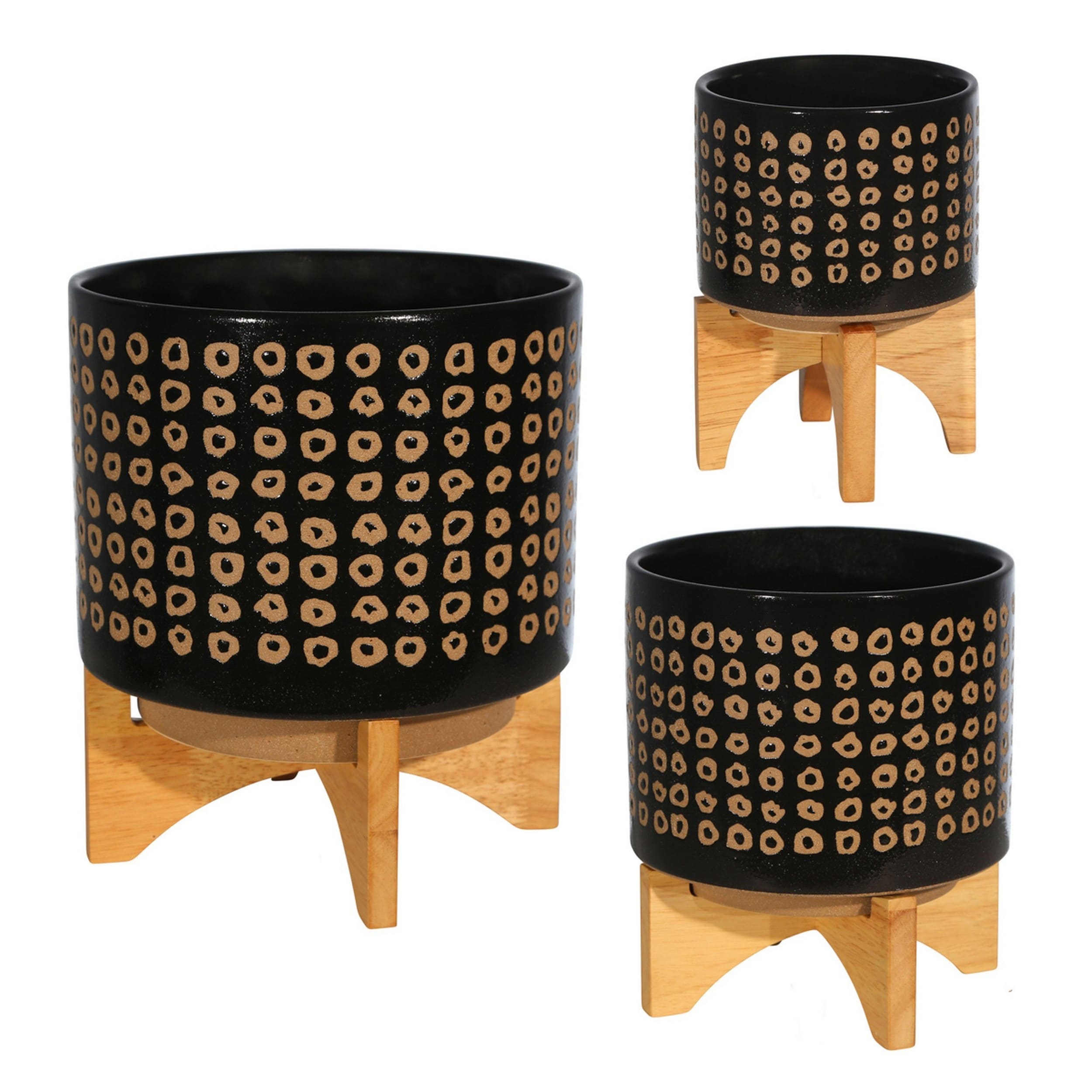 Siavonce XH61684 5.0-in W x 7-in H x 5-in D Black Ceramic Indoor/Outdoor Planter