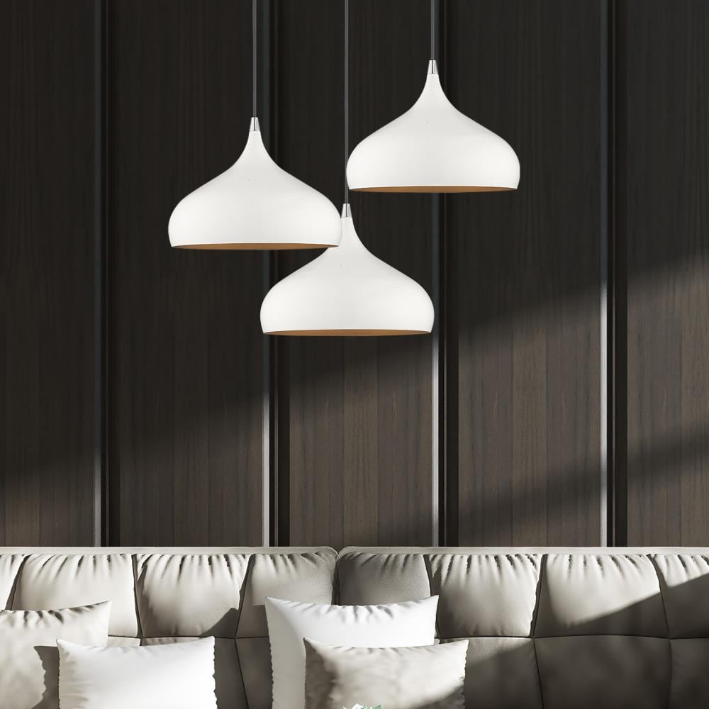 Amador Mini 1-Light Indoor/Outdoor Pendant in Shiny White and Gold
