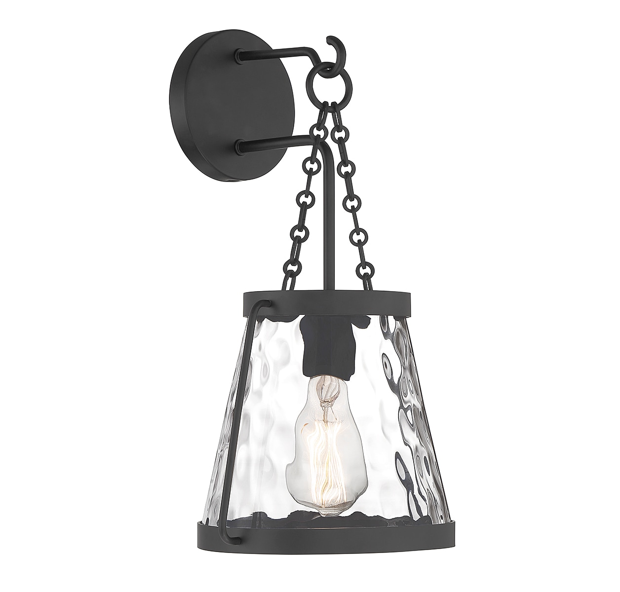 Matte Black Glass Shade Dimmable Wall Sconce