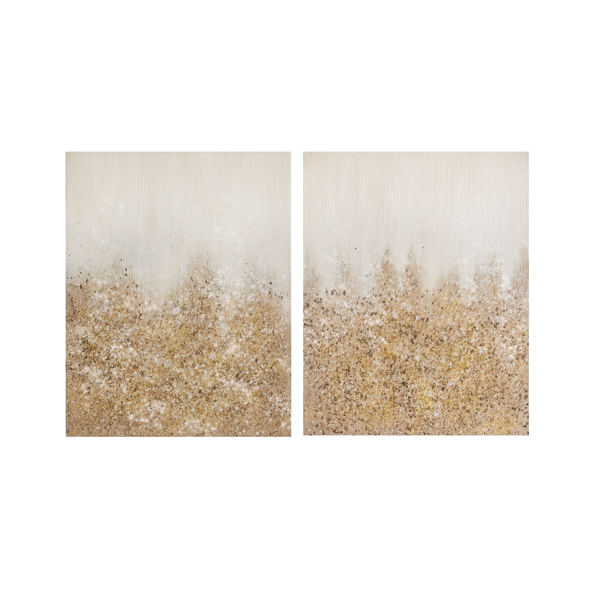 Madison Park Glimmer Heavily Embellished 2-piece Canvas Gold Wall Art ...