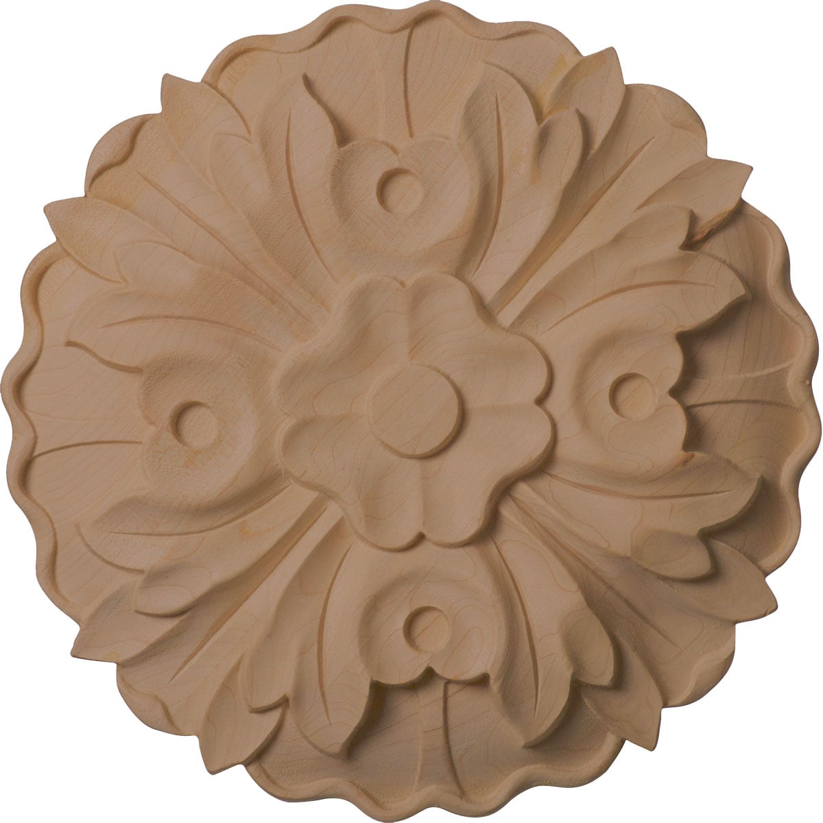Ekena Millwork ROS09X09X01KEMA Large Kent Floral 9.25-in x 9.25-in Round Unfinished Maple Wood Rosette