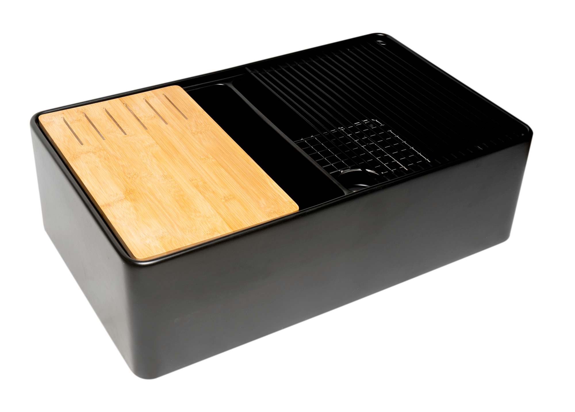 ALFI AB3418DBUM-W White 33 inch Granite Composite Workstation Step Rim Double Bowl Undermount Sink with Accessories