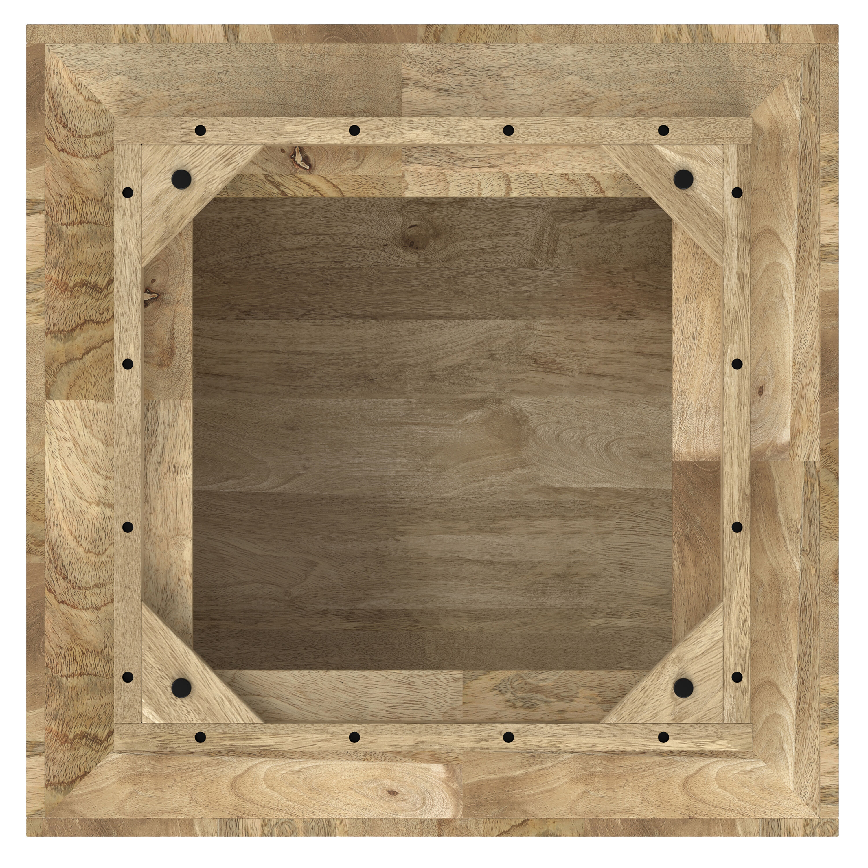 Natural Mango Wood Square Coffee Table with Streamlined Silhouette