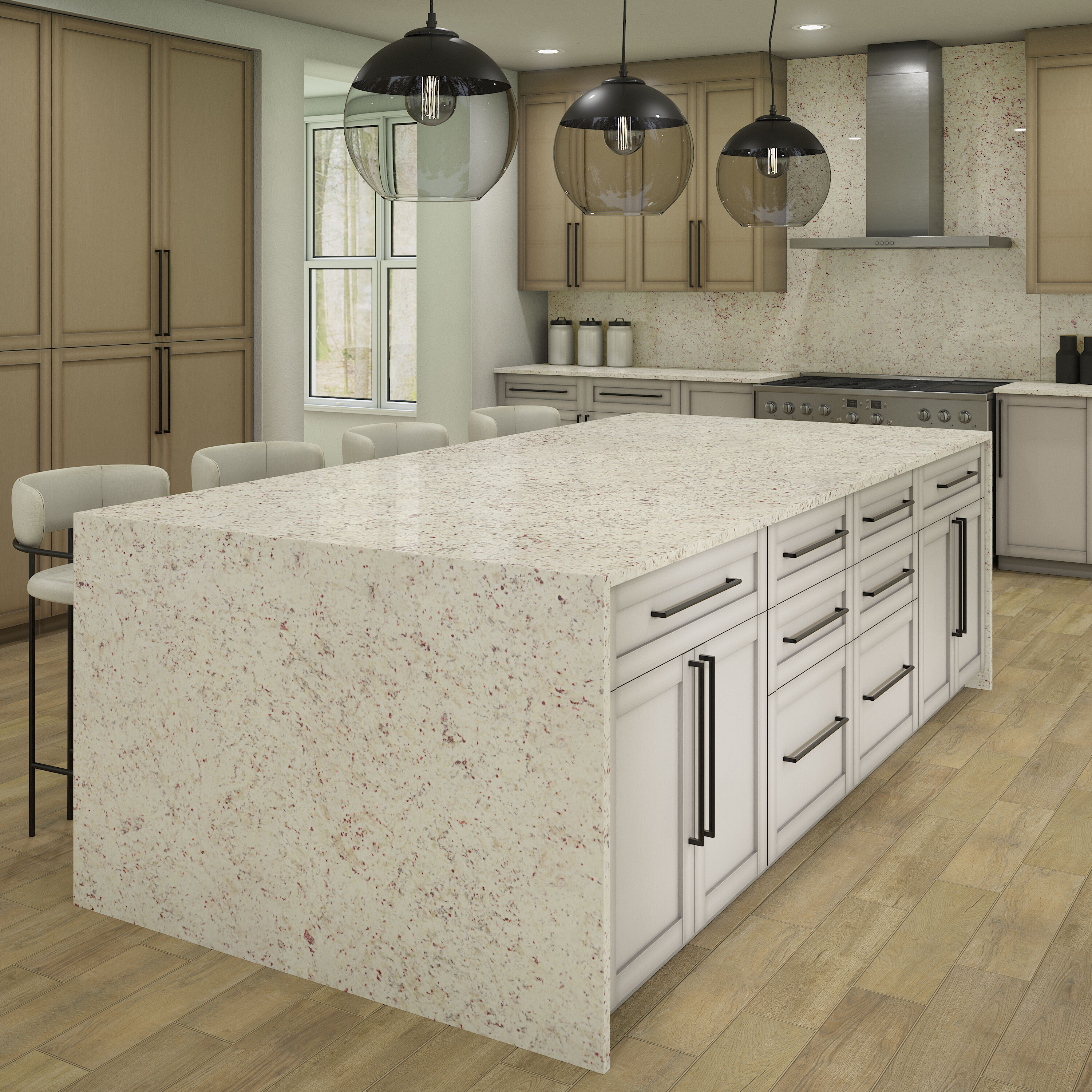 allen + roth Ornamental White Granite Off-white Kitchen Countertop ...