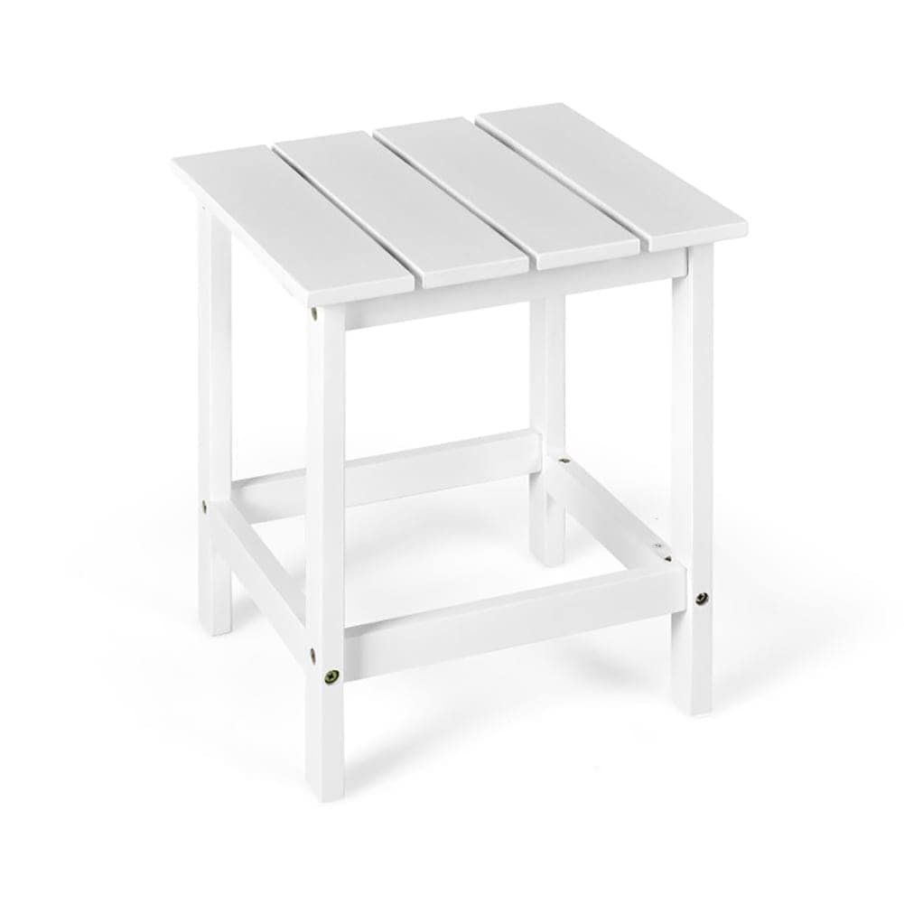 Choco Moon 15 Inch Patio Square Wooden Slat End Side Coffee Table For Gardenwhite Slatted Outdoor Coffee Table For Outside Patio Storage