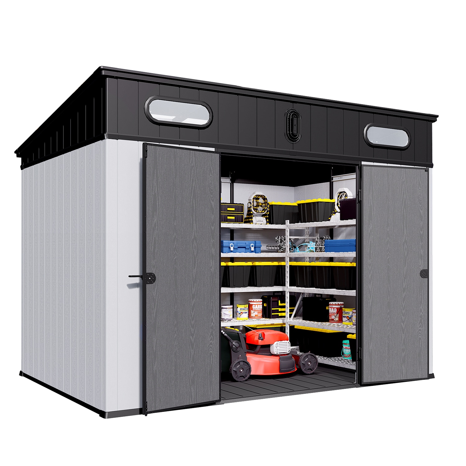 GZMR GZ-CH00018 10-ft x 7-ft Black Lean-to Resin Storage Shed (Floor Included)