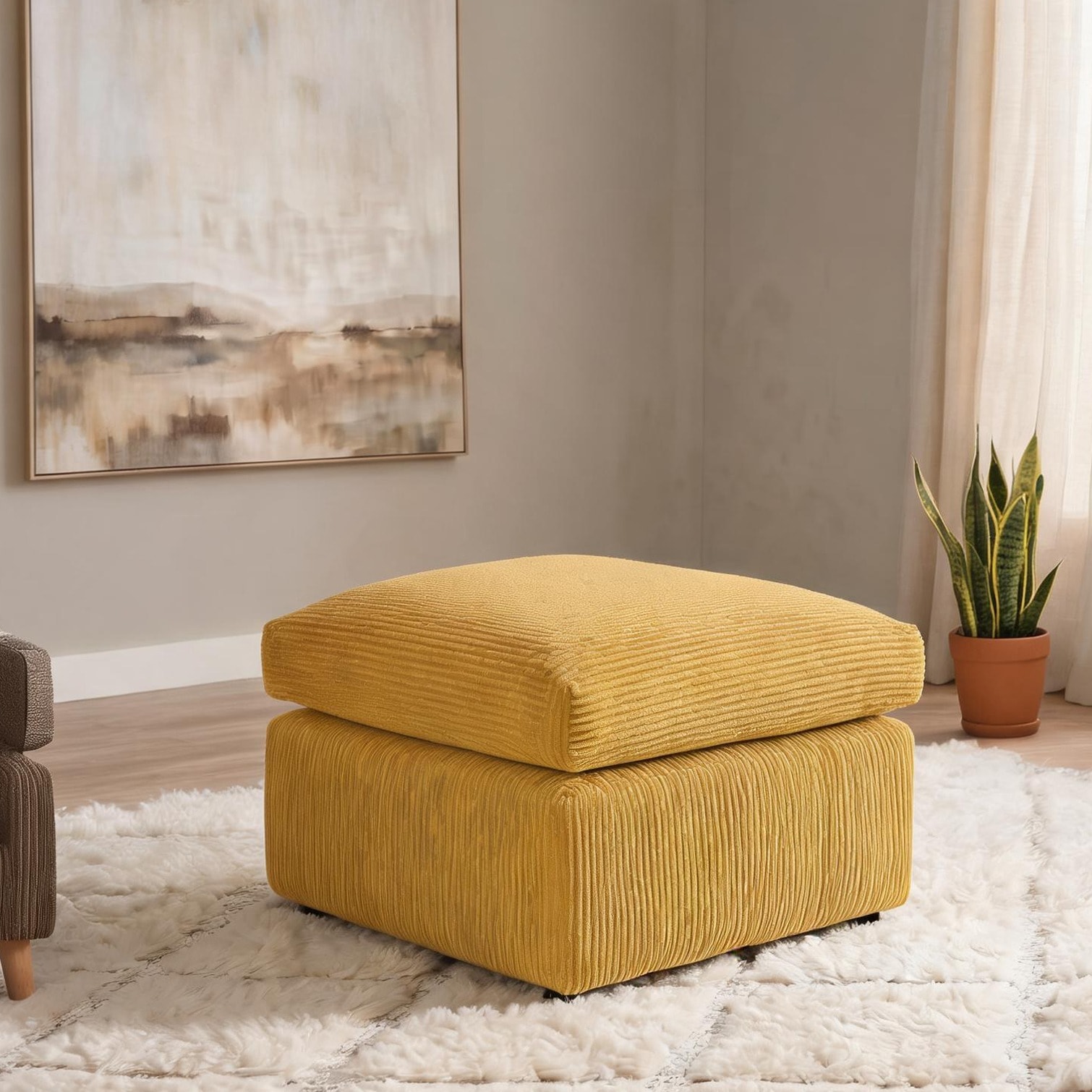 chillscreamni Ottoman combining 29 in and Metal Frame with Ginger Corduroy Square and Metal Legs 29-Inch Modern Accent