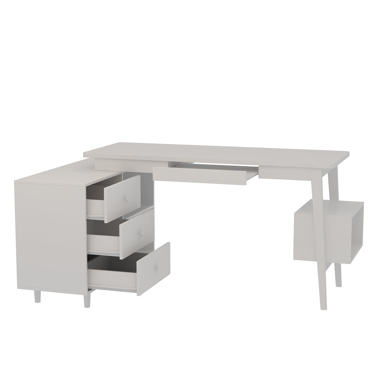 Lindsay Multi Functional L Shaped Executive Hutch Desk w Storage
