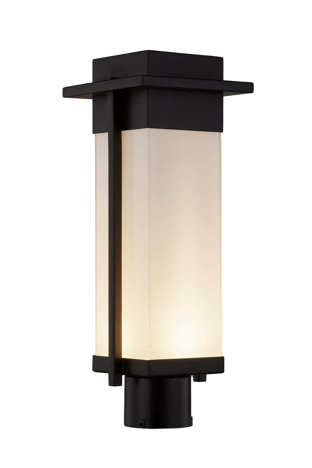 Justice Design Group FSN-7542W-OPAL-MBLK Fusion Pacific Family 18-in H Matte Black Hardwired LED Post Light
