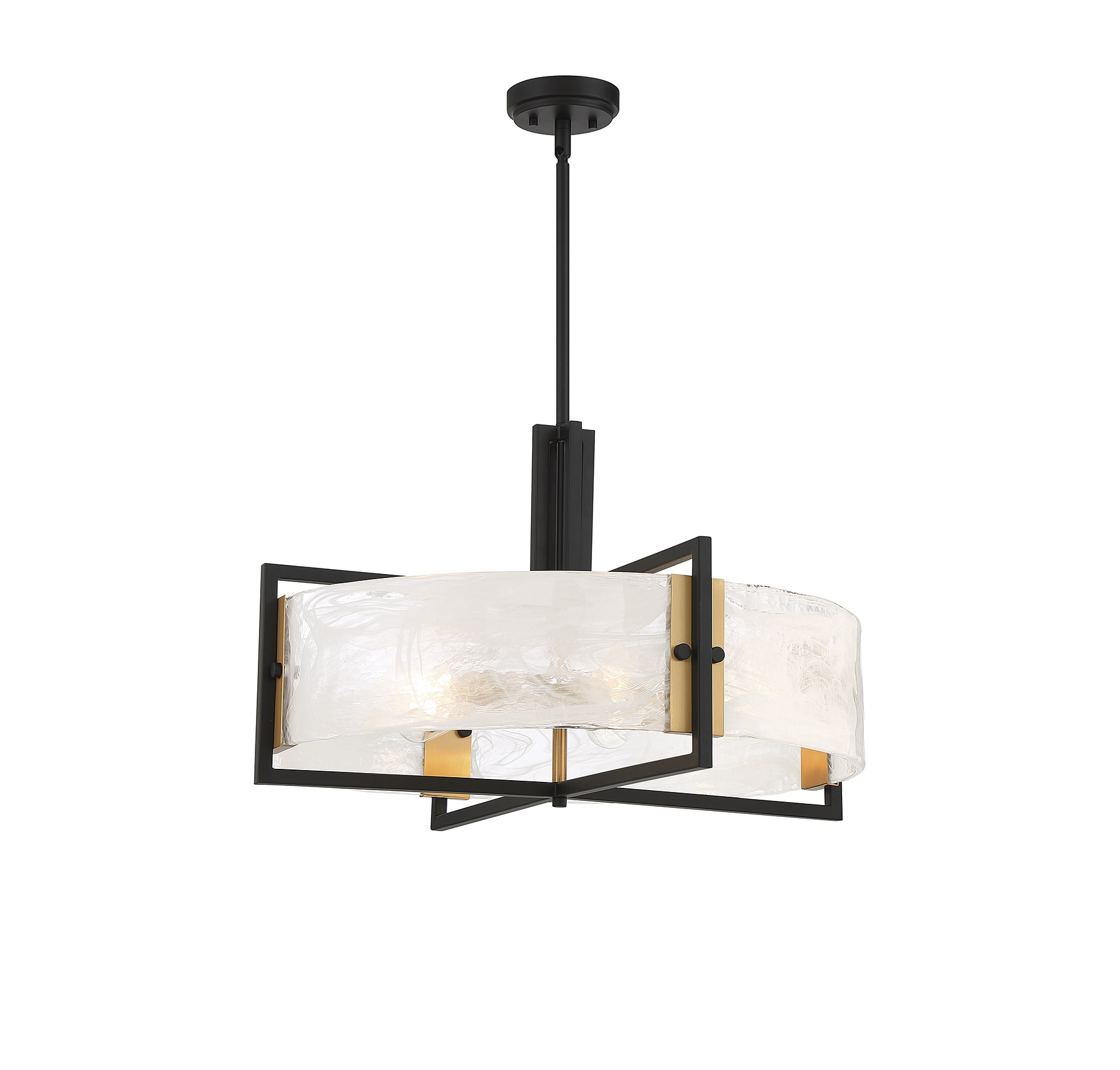 Hayward 5-Light Matte Black and Brass Pendant with Glass Shade