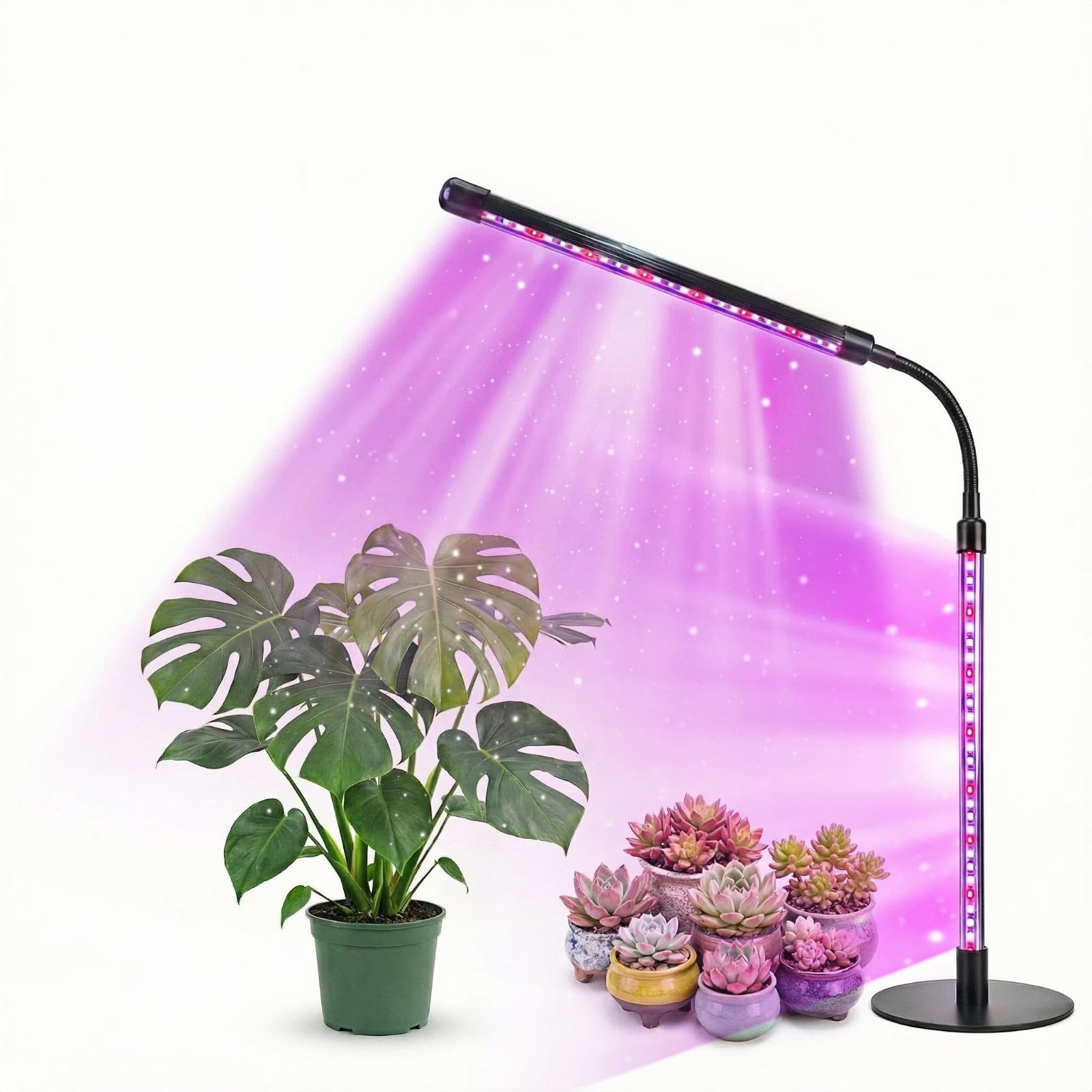 Anqtovp  Desk Grow Light for Indoor Plants Full Spectrum 28 Inch Flexible Gooseneck Timer USB Powered 4 Dimming Levels for Succulents Herbs Office