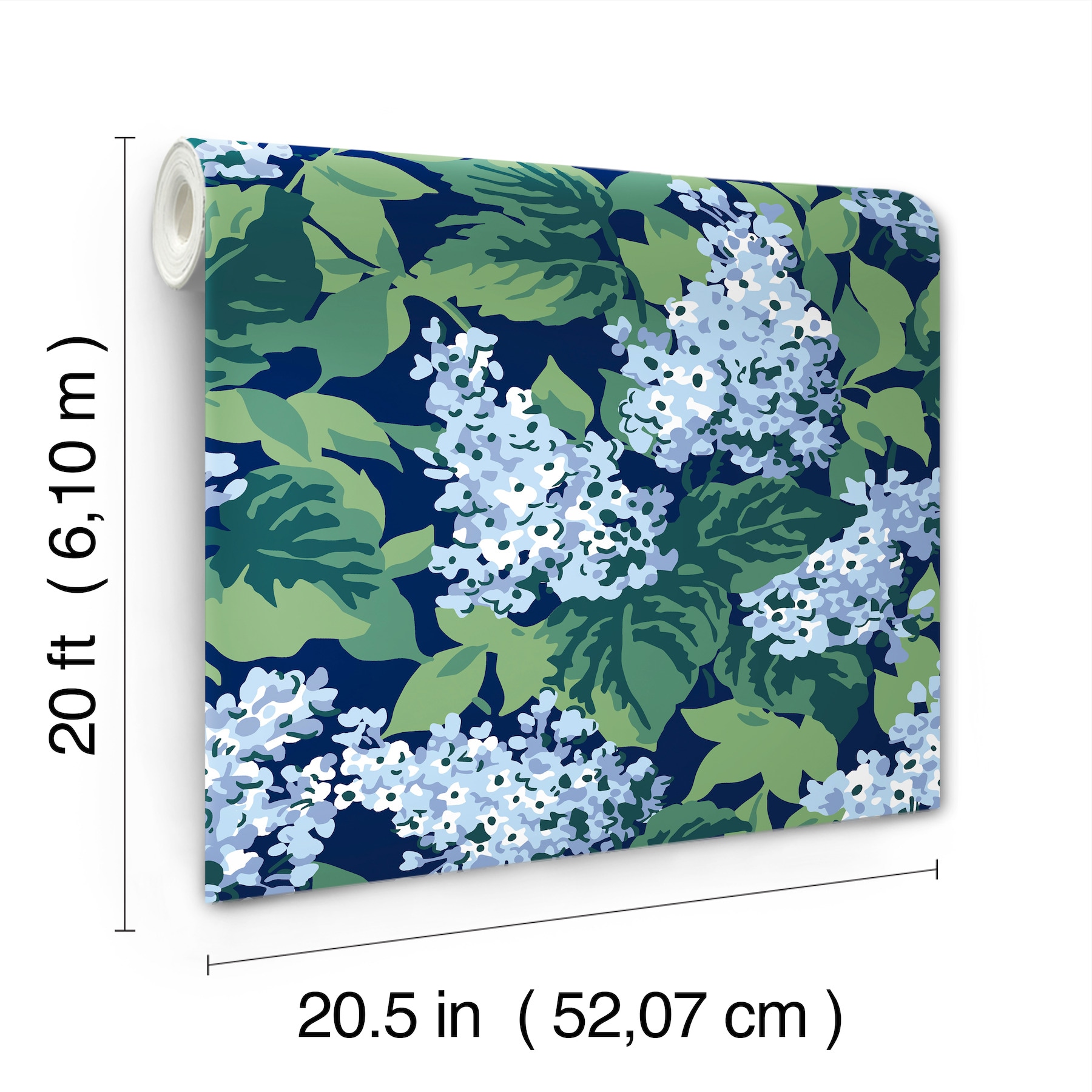 York Wallcoverings PSW1398RL 34.2-Sq. Feet Blue Non-woven Floral Self-adhesive Peel and Stick Wallpaper