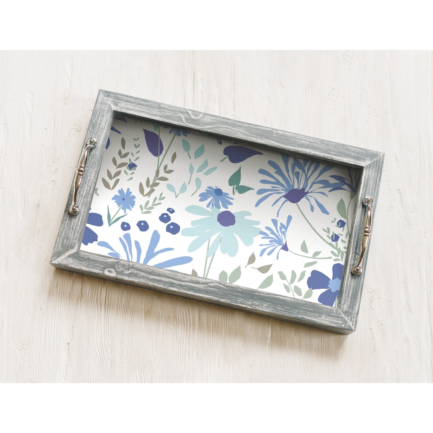 RoomMates RMK12175PLW 30.75-Sq. Feet Blue Vinyl Floral Self-adhesive Peel and Stick Wallpaper