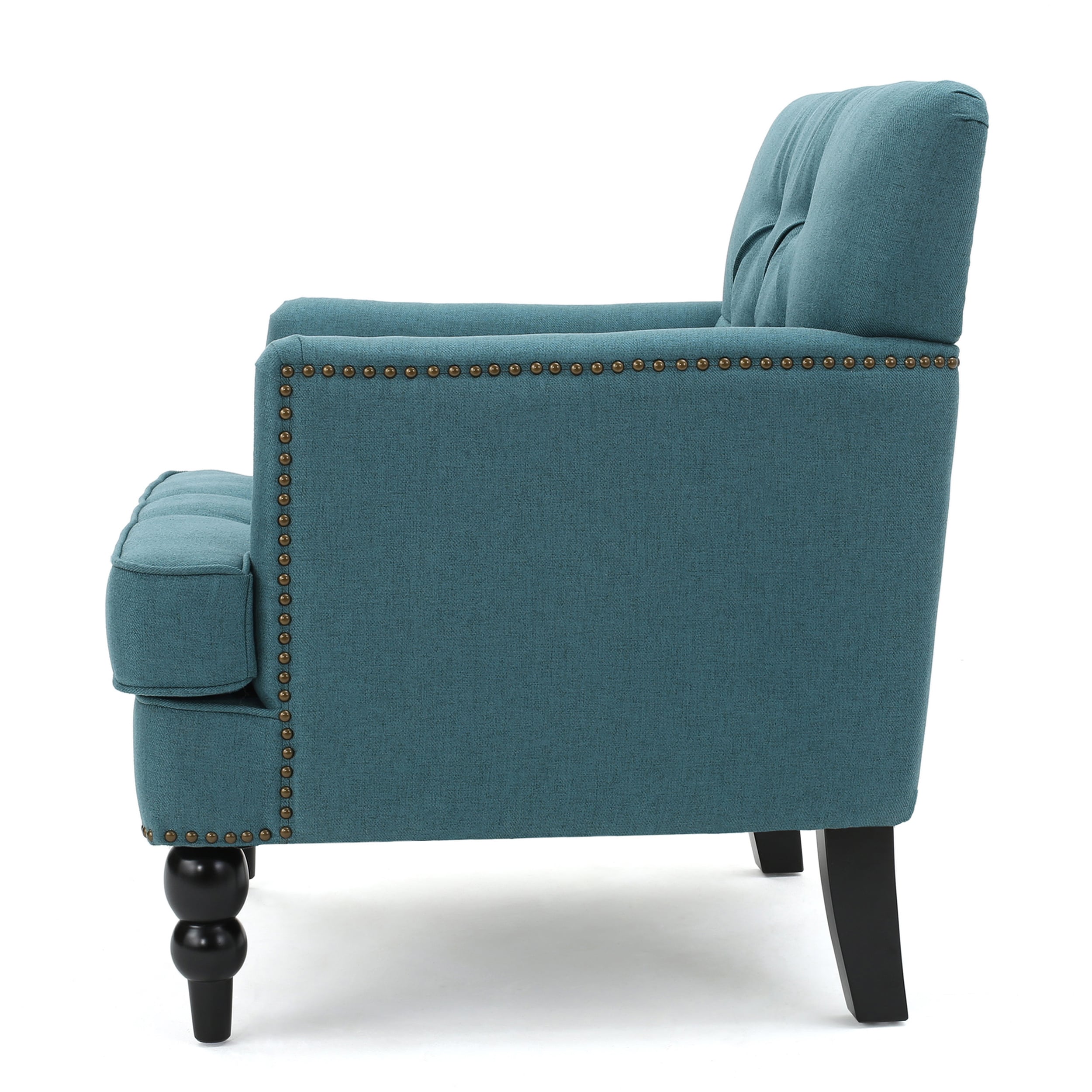 Handcrafted Medford Teal Linen Floral Accent Chair