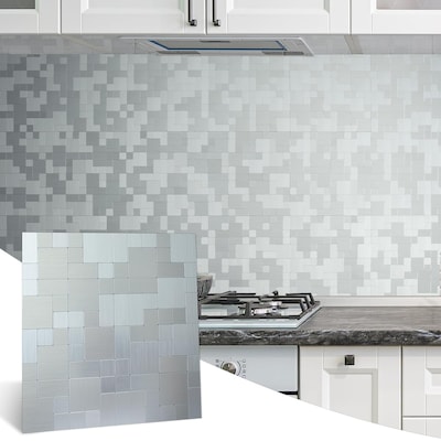 KIWDZFU Metal Peel and Stick Tile Backsplash Stainless Steel Kitchen Backsplash Tile Self Adhesive 12 by 12 Inches durable home and garden
