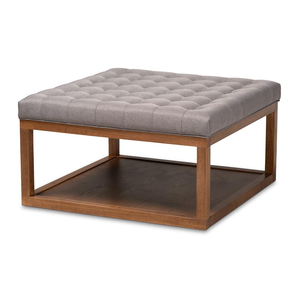 Baxton Studio 159-9618-LW Alvere Modern Grey/Walnut Storage Ottoman