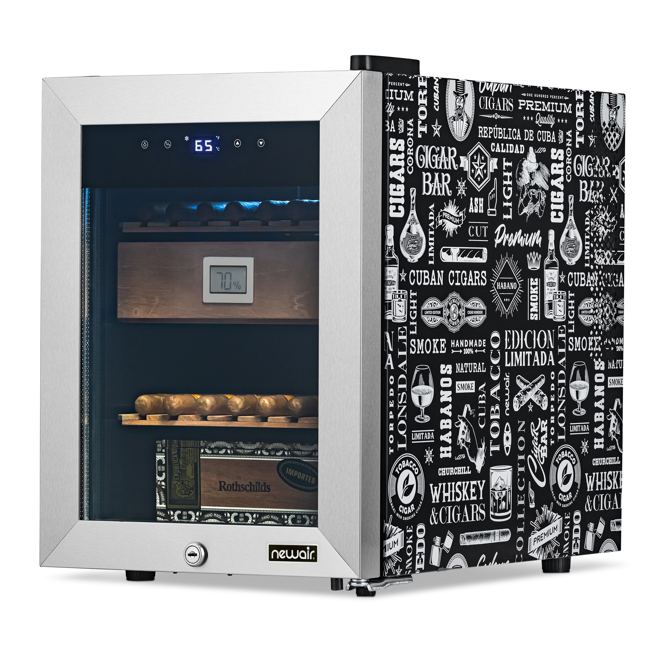 Schmecke 27.1-in x 13.5-in x 17.7-in Stainless Steel Freestanding Cabinet Humidor (Holds 250)