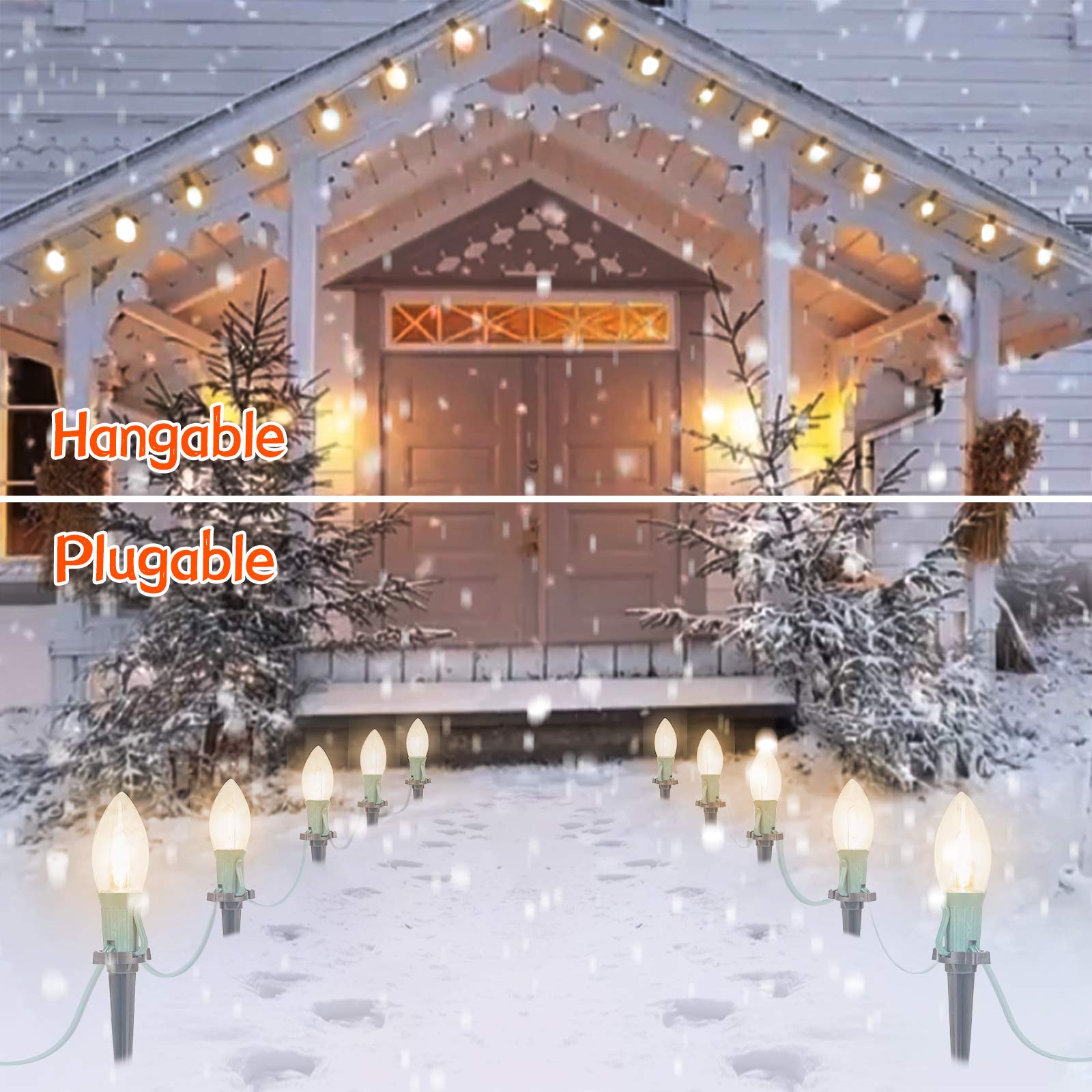 DYRCJ C9 Christmas Pathway String Lights Outdoor 2 Pack Total Fifty One ...