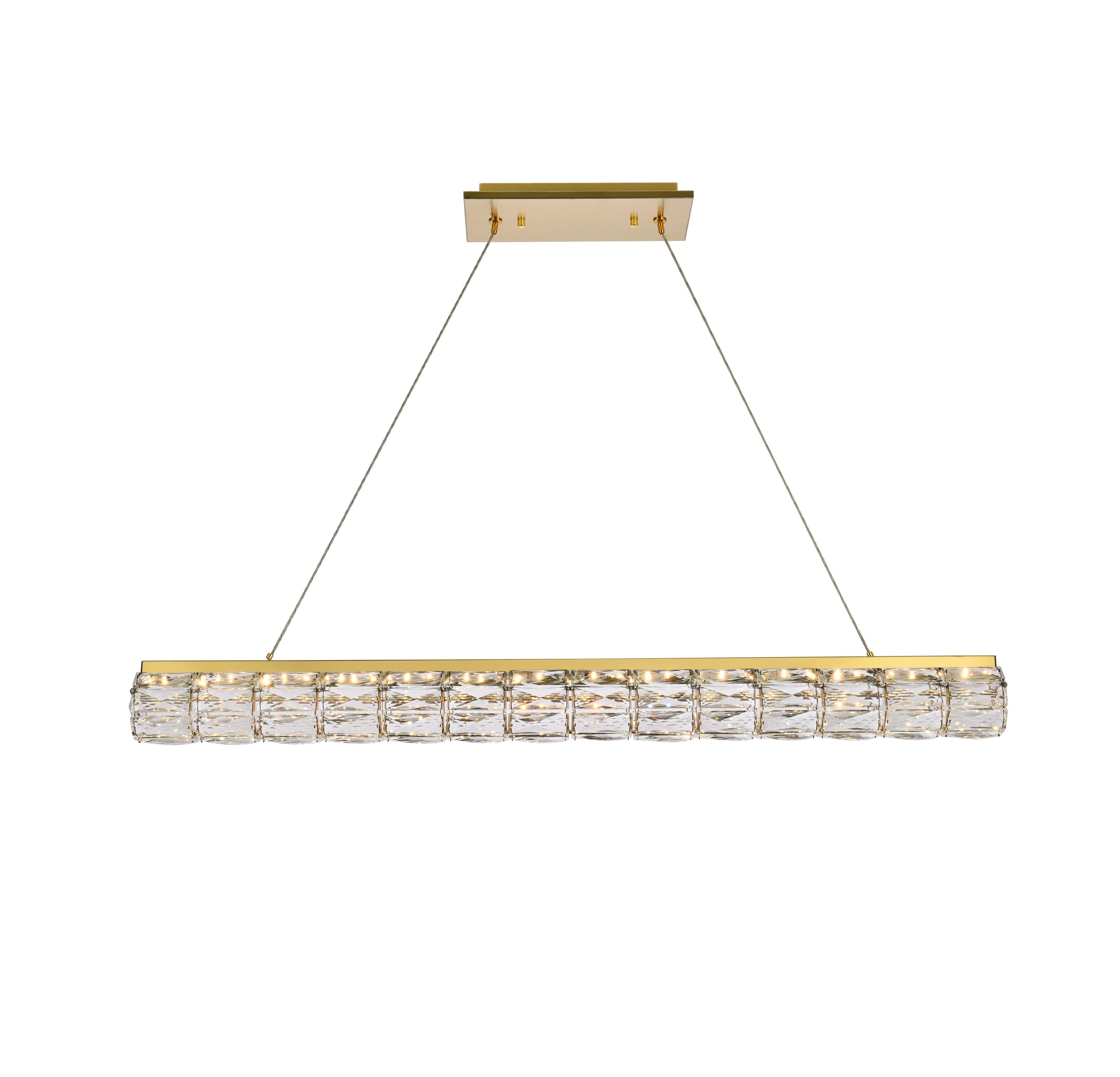 Gold and Clear Crystal LED Linear Pendant Light