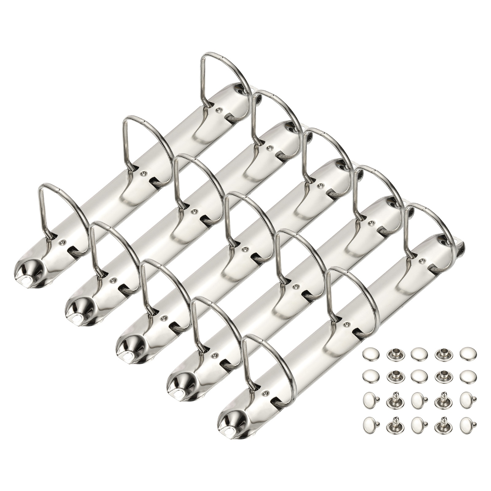 PATIKIL A5 3 Hole Ring Binder Mechanisms 5 Set 1.5 Inch D Ring Replacement Binder Planner Loose Leaf Binding Spines for Organizers DIY Fill Paper Storage Folder Accessories 26mm Silver Tone