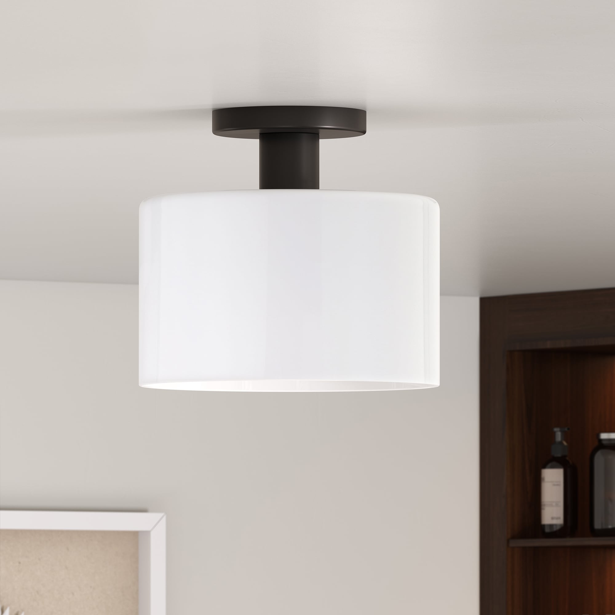 Hailey Home SF0809 Henri 1.0 -Light 10.0-in Brushed Black Integrated LED Semi Flush Mount Light