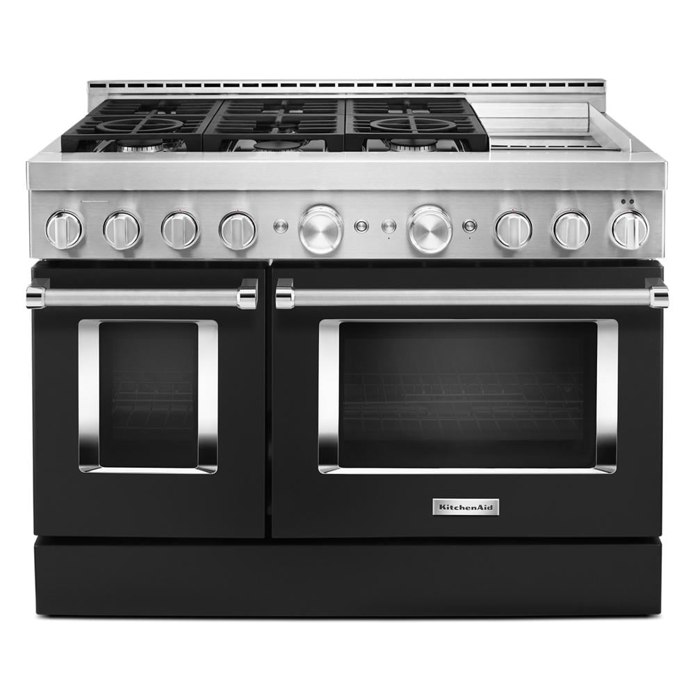 KitchenAid KFGC558JBK 48-Inches 6 burners 4.1-Cu. Feet / 2.2-Cu. Feet Convection Oven Freestanding Double Oven Gas Range ( Imperial Black )