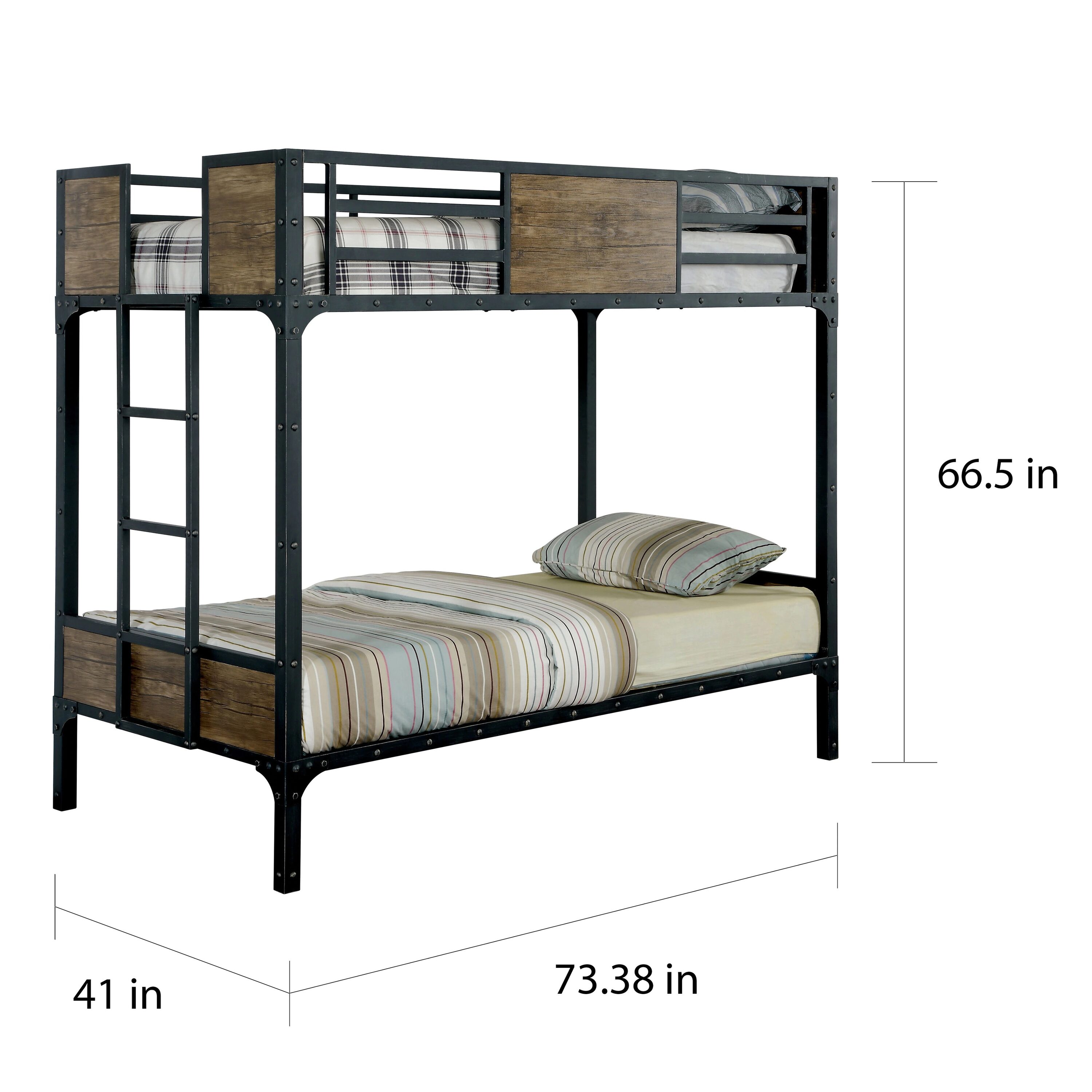 Furniture of America Pavillo Black Full Over Full Bunk Bed at Lowes.com