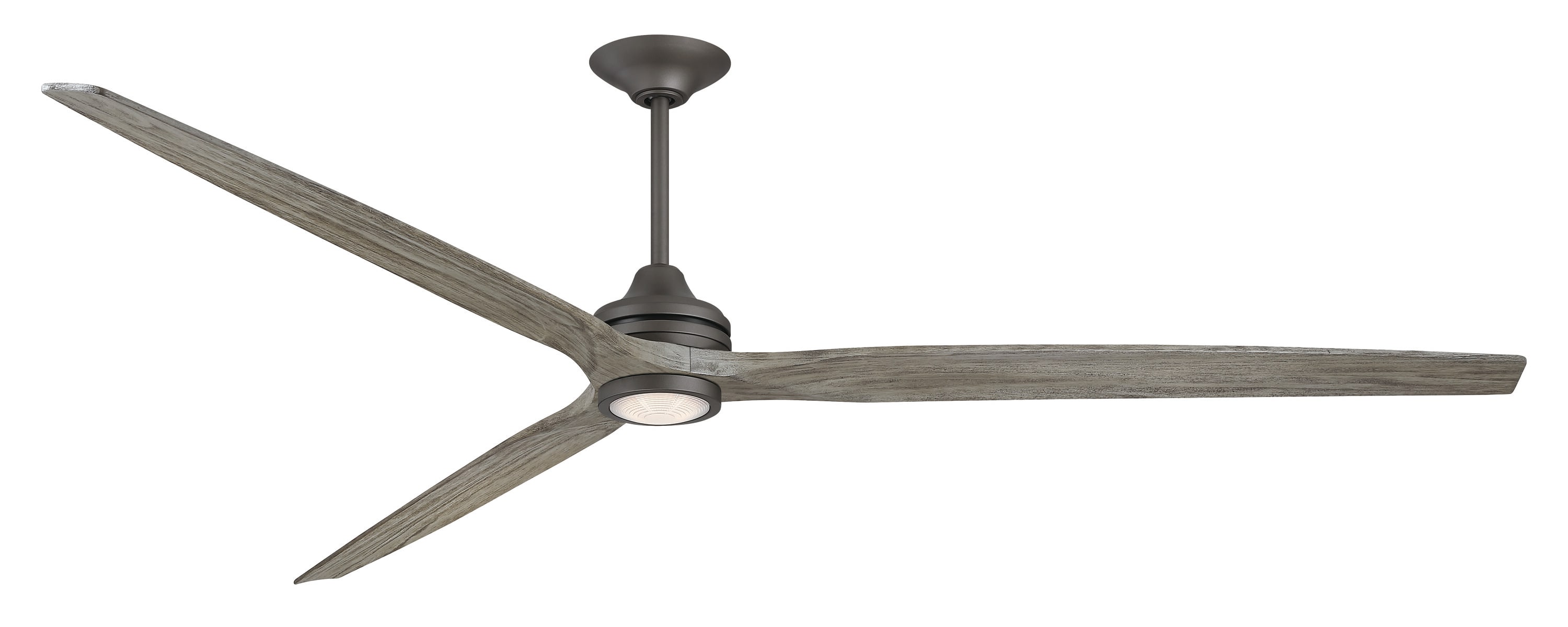 Fanimation FPD6721BGR-96WE-LK Spitfire 96-Inches Matte Greige with Weathered Wood Blades Color-Changing Integrated LED Fixture Indoor/Outdoor Downrod mount Smart Compatible Propeller Ceiling Fan With Light and Remote ( 3 -Blade)
