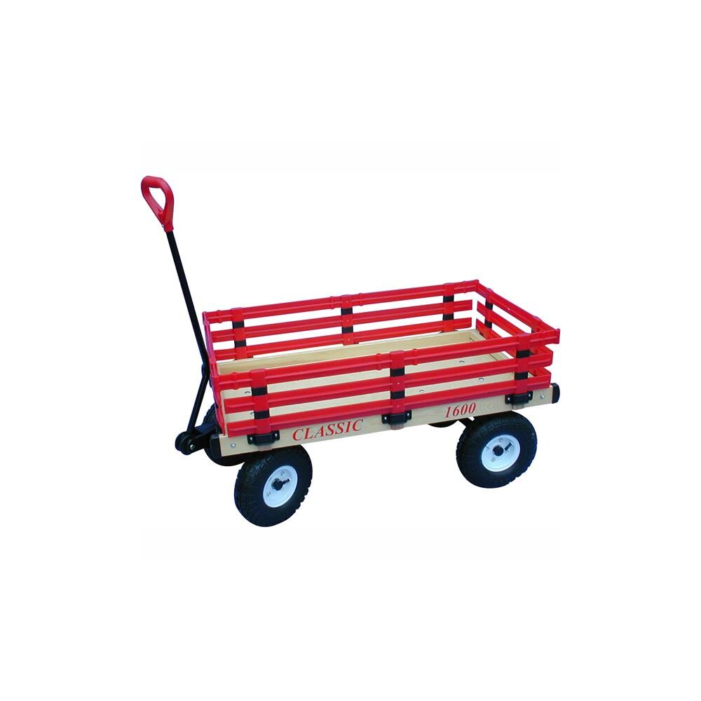 PowerHouse ZX9MLLS018 20 in. x 38 in. Wooden Wagon with 4 in. x 10 in. Tires