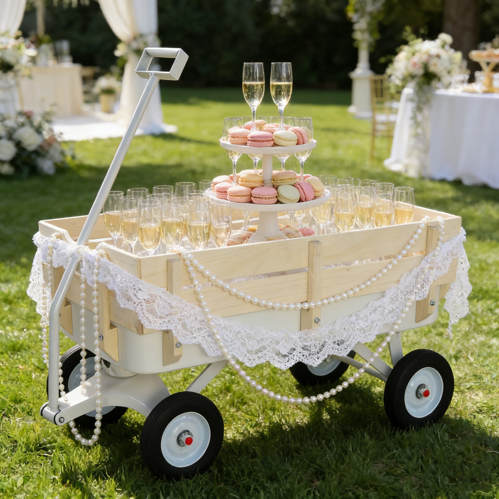 ZAKLOOP White Steel Yard Cart for Lawn and Garden Use for Lawn Garden and Outdoor Utility Use