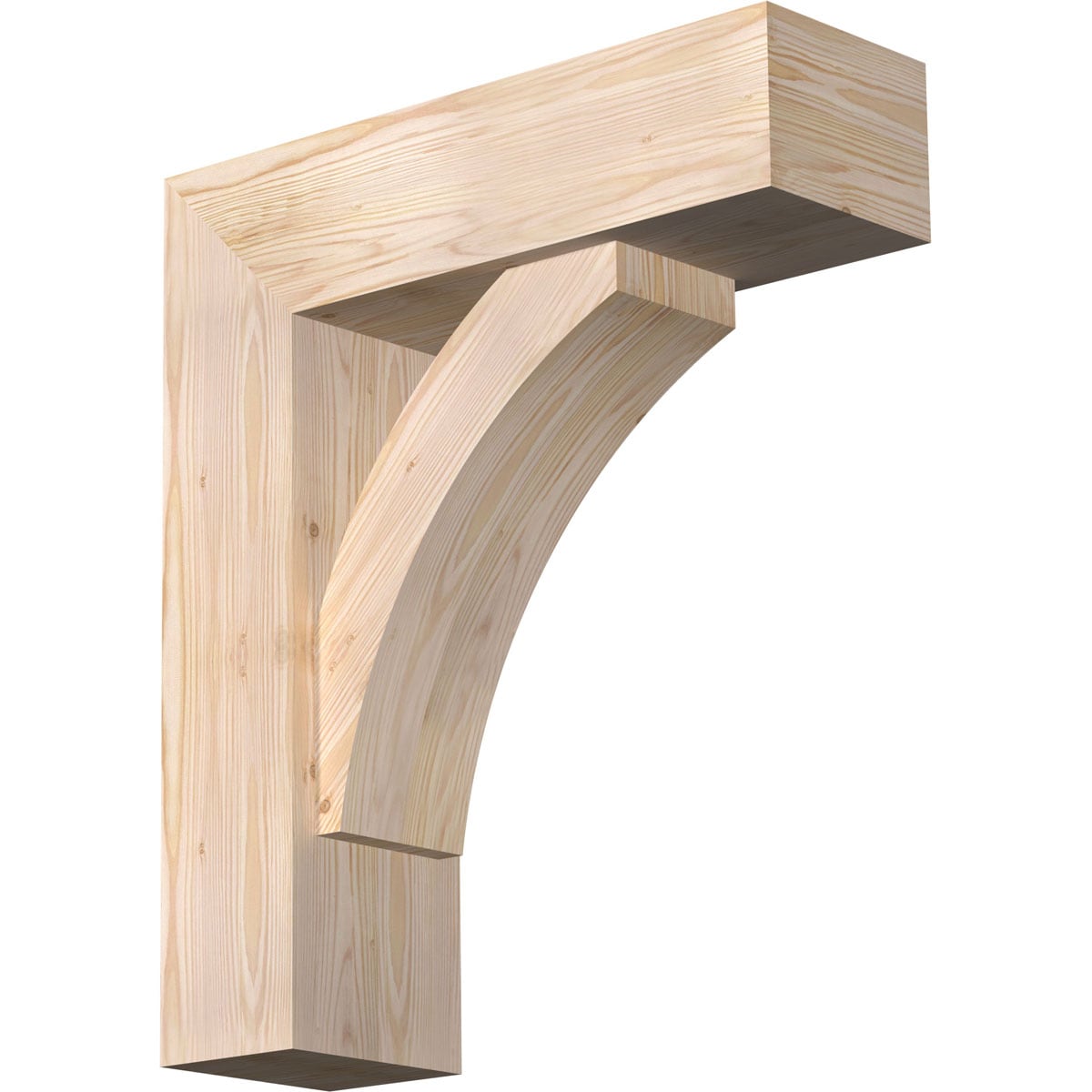 Ekena Millwork 1464175 Thorton block smooth bracket with offset brace Douglas Fir Wood Standard Bracket