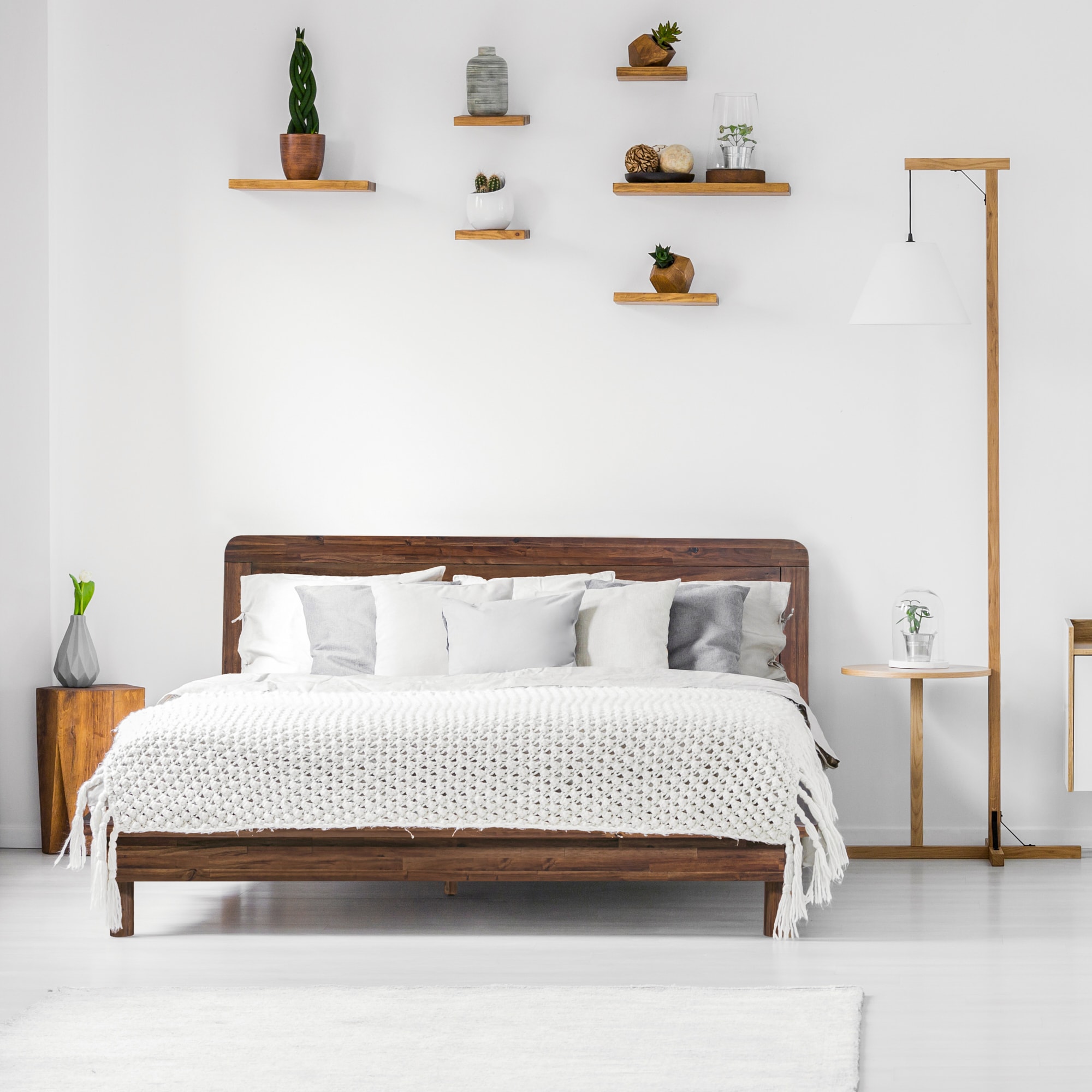 RST Brands IP-QBED-EDN-K Edina Walnut Queen Wood Platform Bed