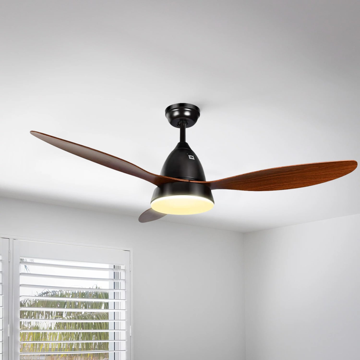 WELLFOR MultiSpeed LED Ceiling Fan 52in Black LED Indoor Ceiling Fan