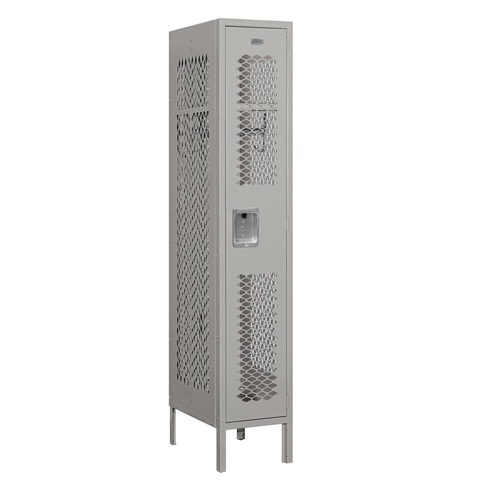 SALSBURY INDUSTRIES 71158GY-A 12-in Wide Single Tier Vented Metal Locker- 1 Wide- 5 -ft High- 18 -in Deep- Gray- Assembled