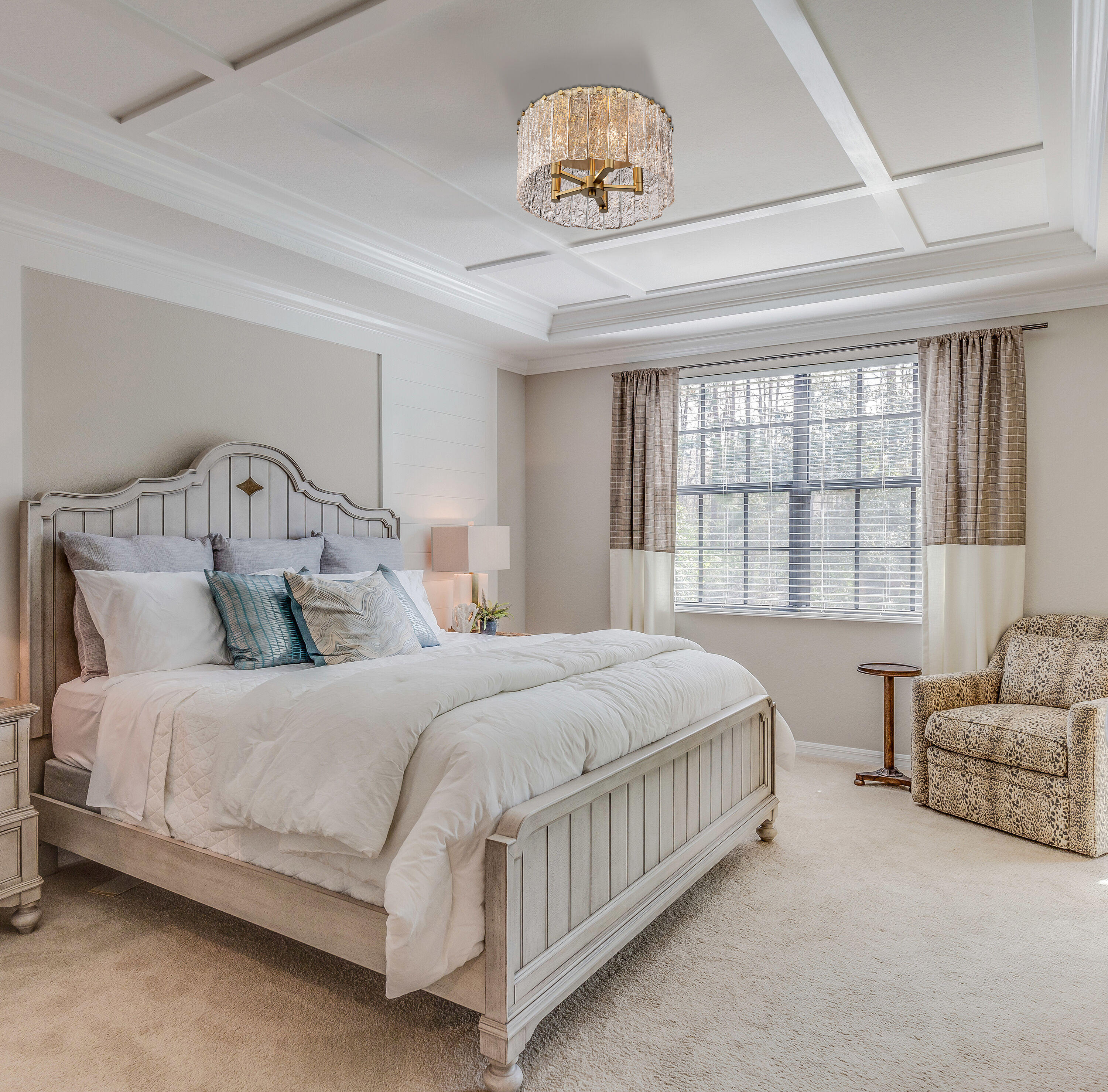 Modern Gold and Glass Textured Flush Mount Ceiling Light