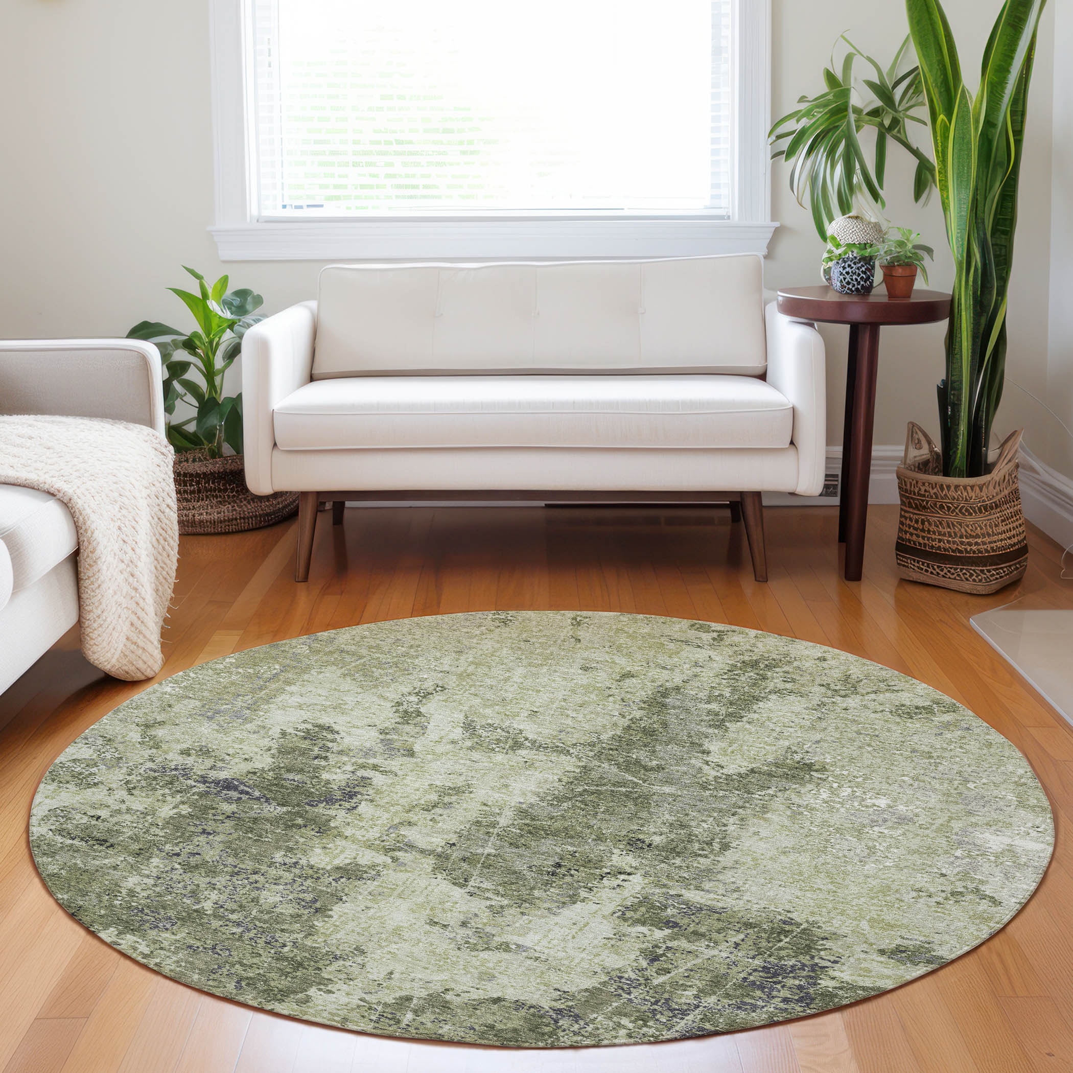 Addison Rugs ACN1389AL8RO Chantille ACN1389AL 8 x 8 (ft) Polyester Aloe Round Indoor/Outdoor Geometric Machine washable Area rug