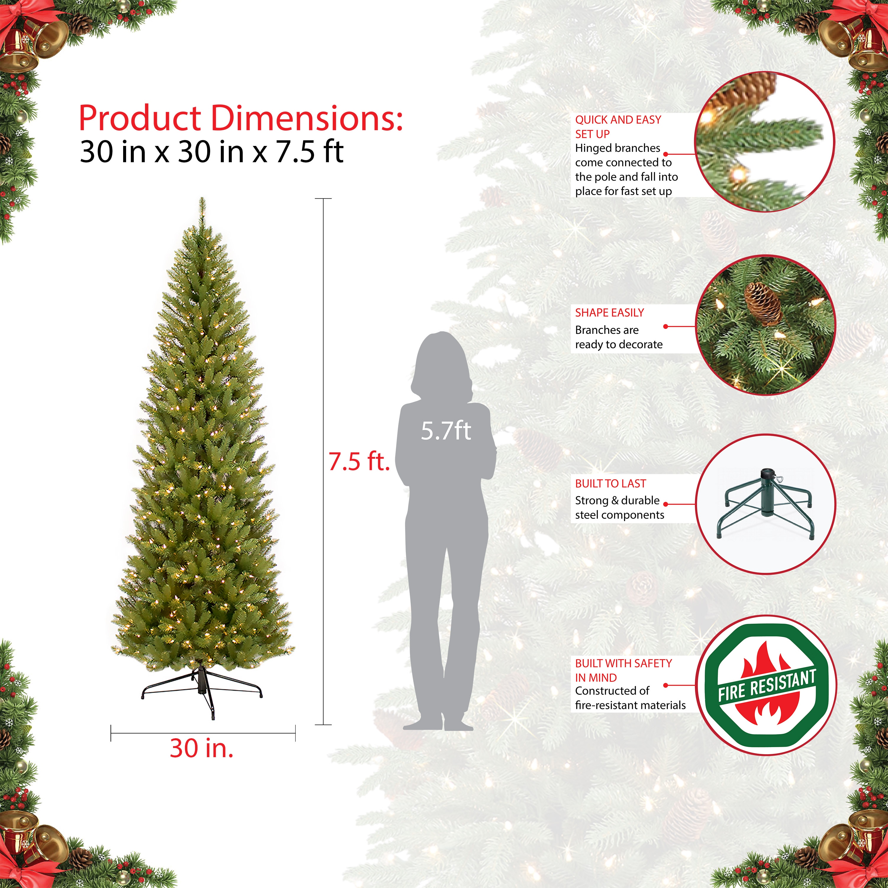 Puleo International FFPTA-75QRGBL250 Artificial-Christmas-Trees - View #7