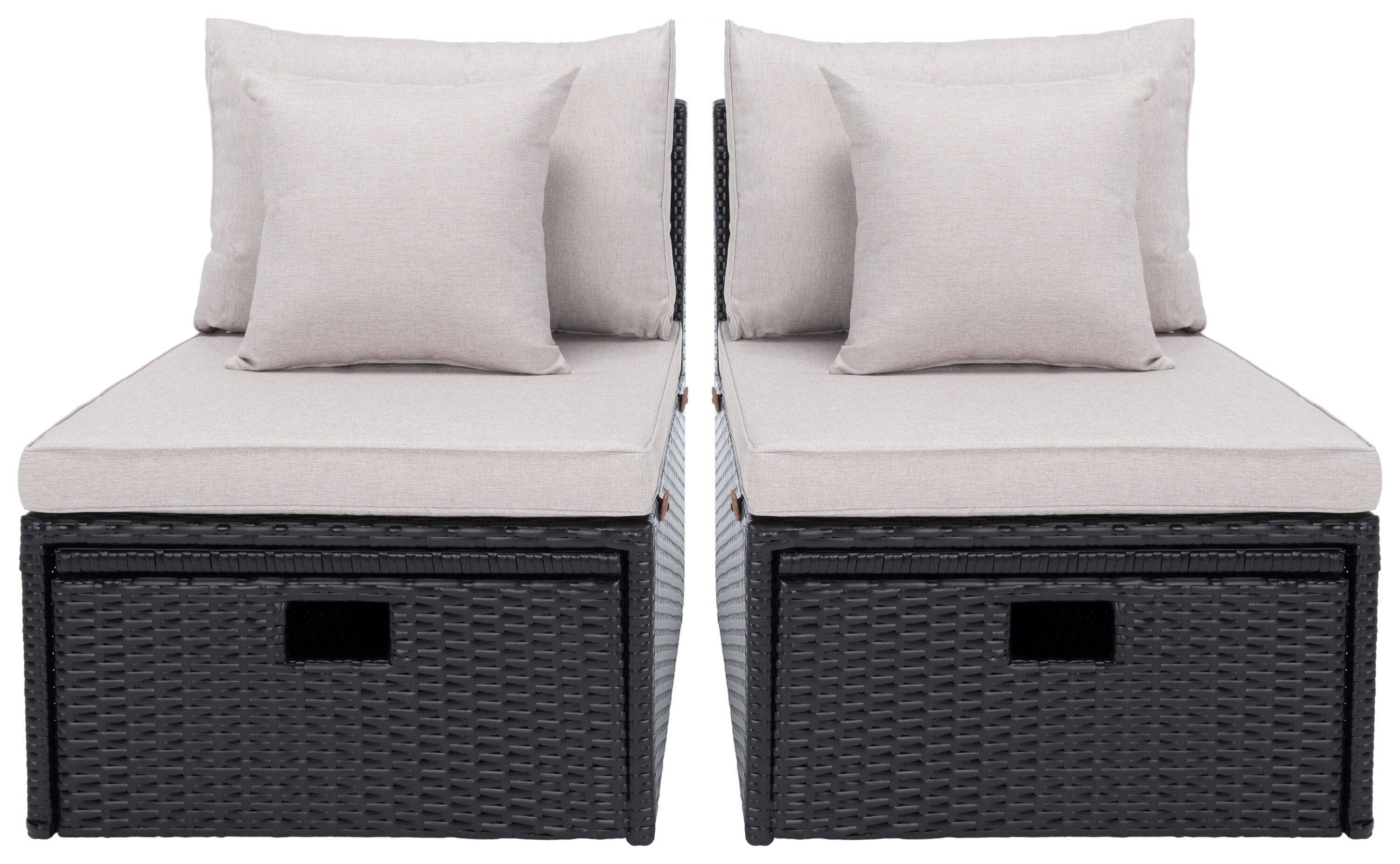 Safavieh PAT7515E Pramla Black Rattan Ottoman