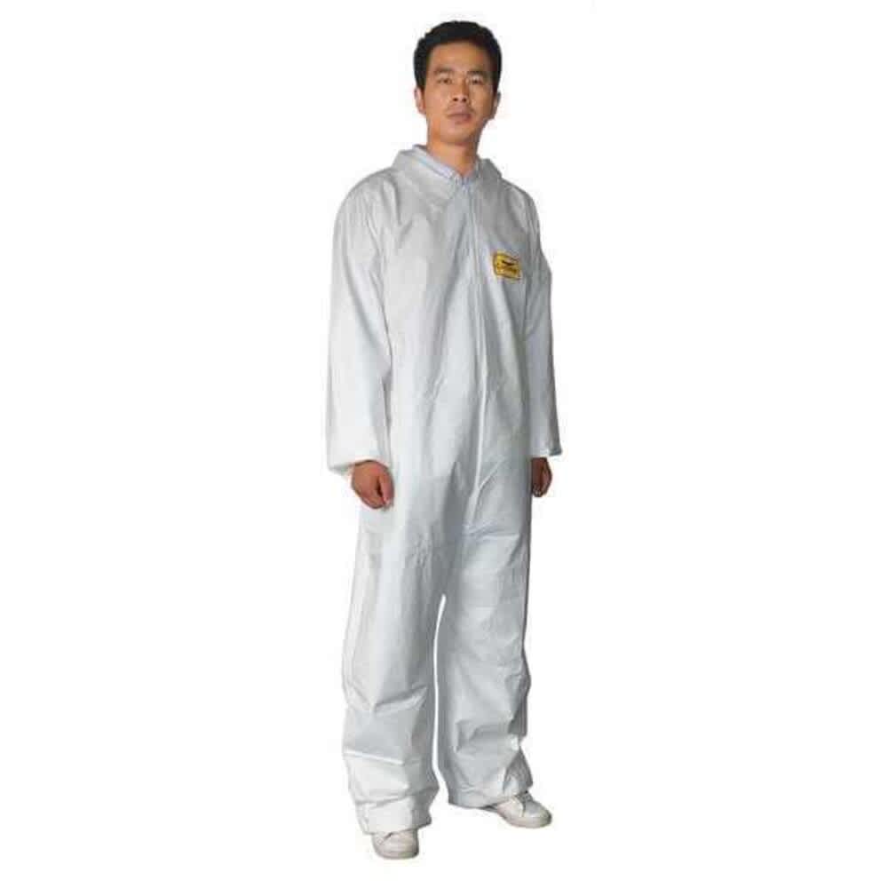 Condor  Disposable Coverallss Collared 2XL Microporous Film Laminate Open Wrist Open Ankle White