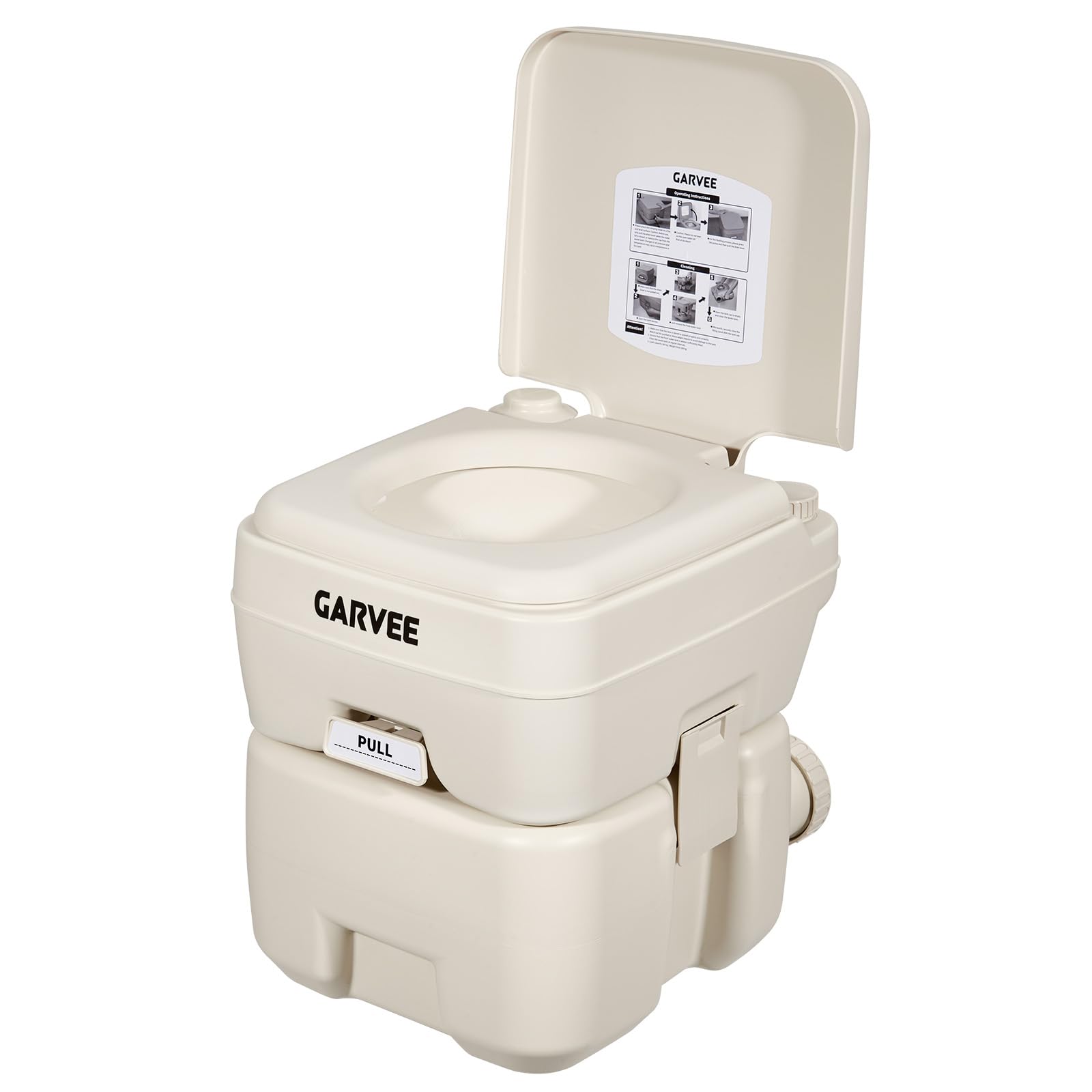 IdealHouse Portable Camping Toilet 5.3 Gal Dual Flush 2.6 Gal Fresh Tank Outdoor Potty for RV Boating Hiking Truck  Beige