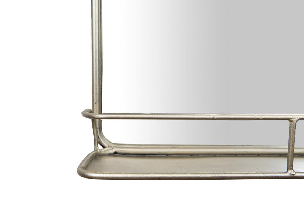 Antique Silver and Gold Rectangular Wood Vanity Mirror