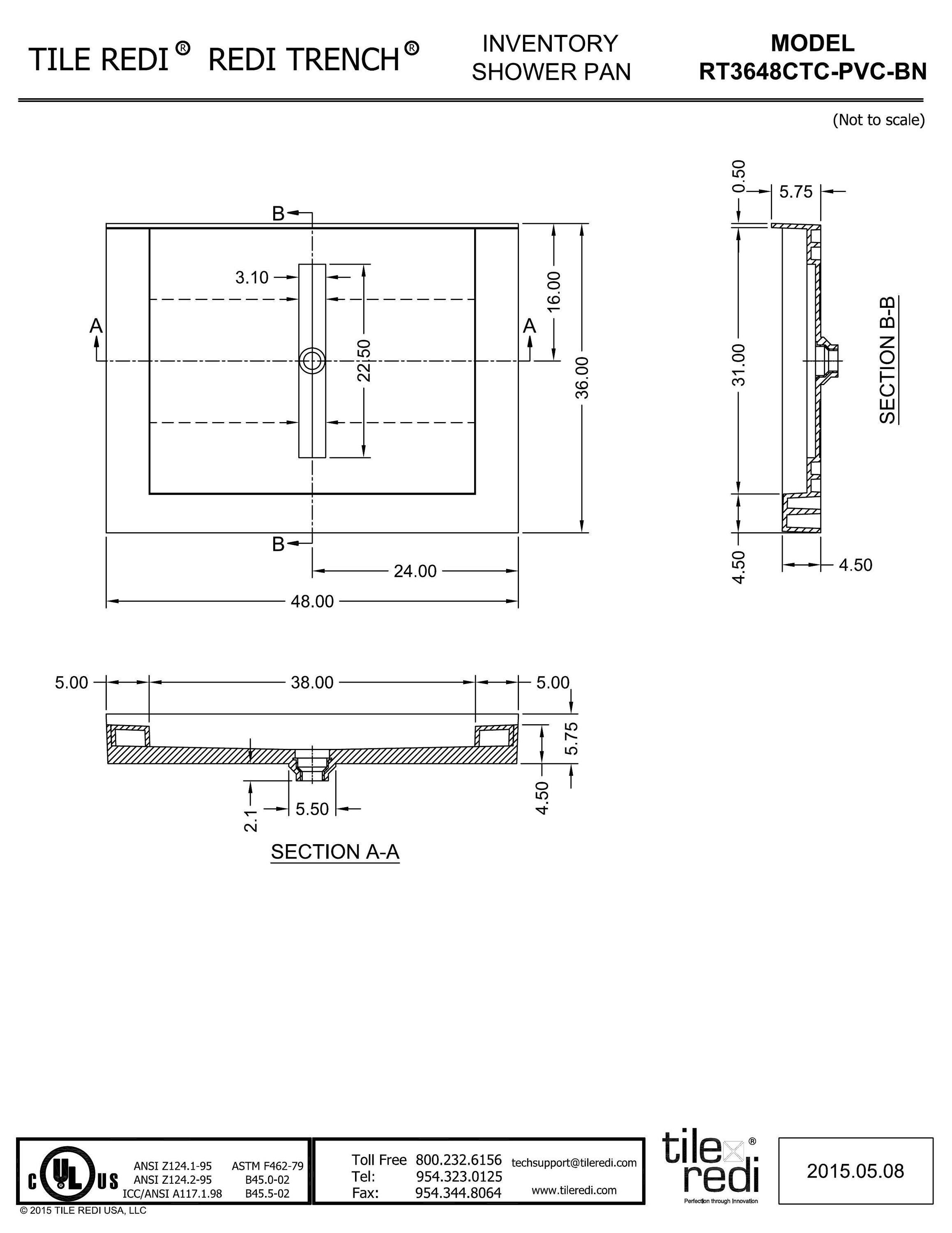 Tile Redi RT3648CTC-PVC-BN Shower-Floors - View #7