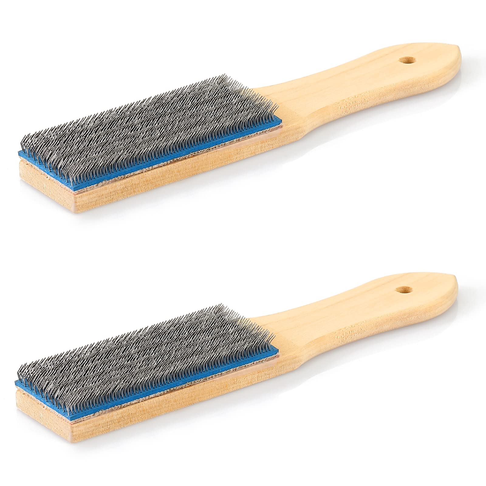 Ahfiwaso Steel File Card Brush 2 pcs 8 Inch Abrasive Hand File Cleaner Tool with Ergonomic Grip Removes Metal Debris from Fine and Coarse Files