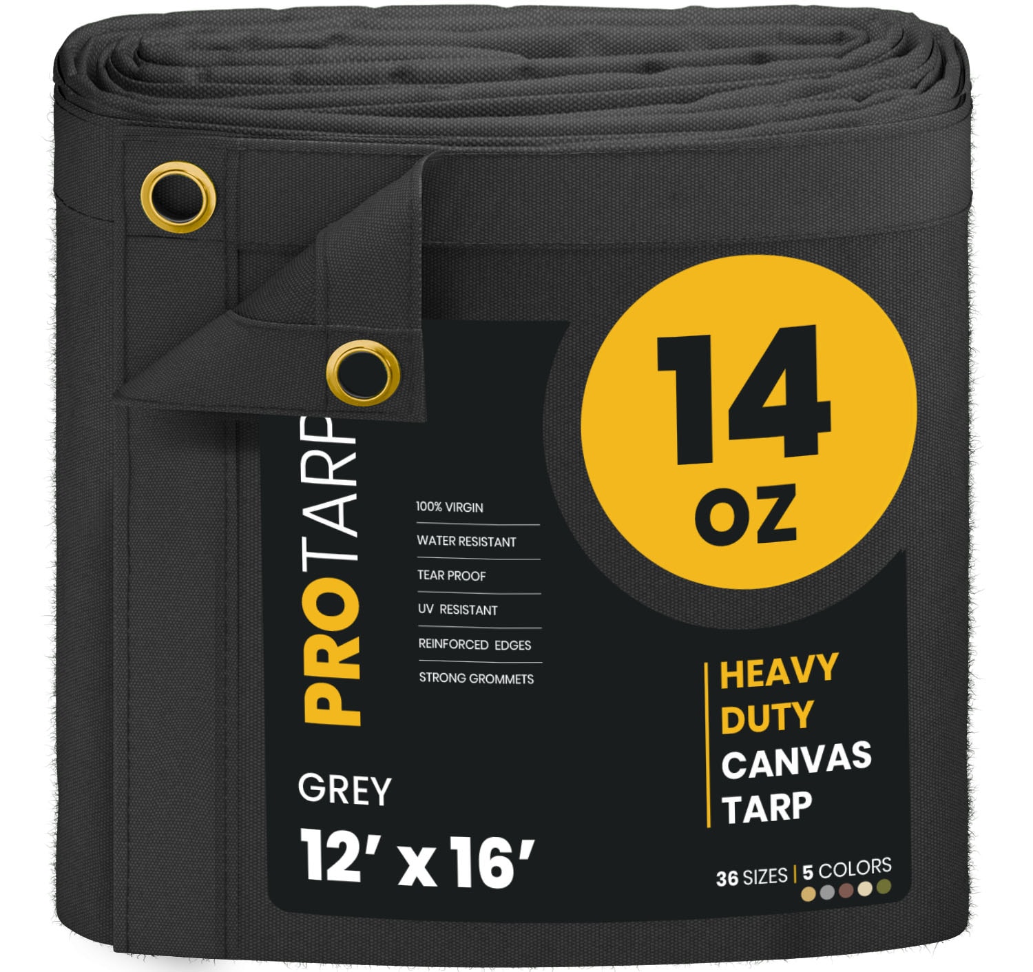 PROTARP PT-301-12X16 12-ft x16-ft Gray Waterproof Standard Polyester 25-Mils Tarp