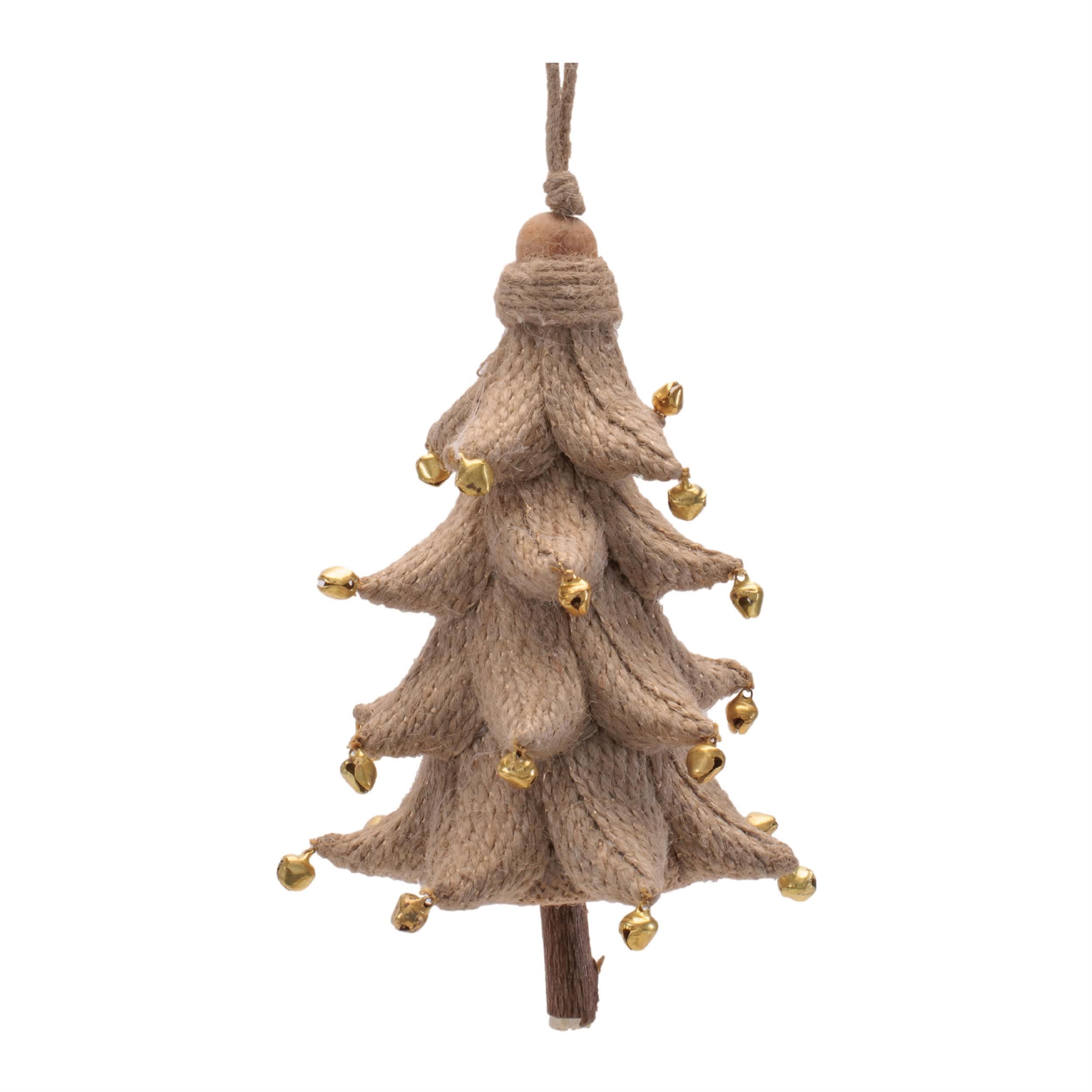 Melrose International Rustic Tree Ornaments (Set of 4)  5.25 IN Plastic with Jute Hanger