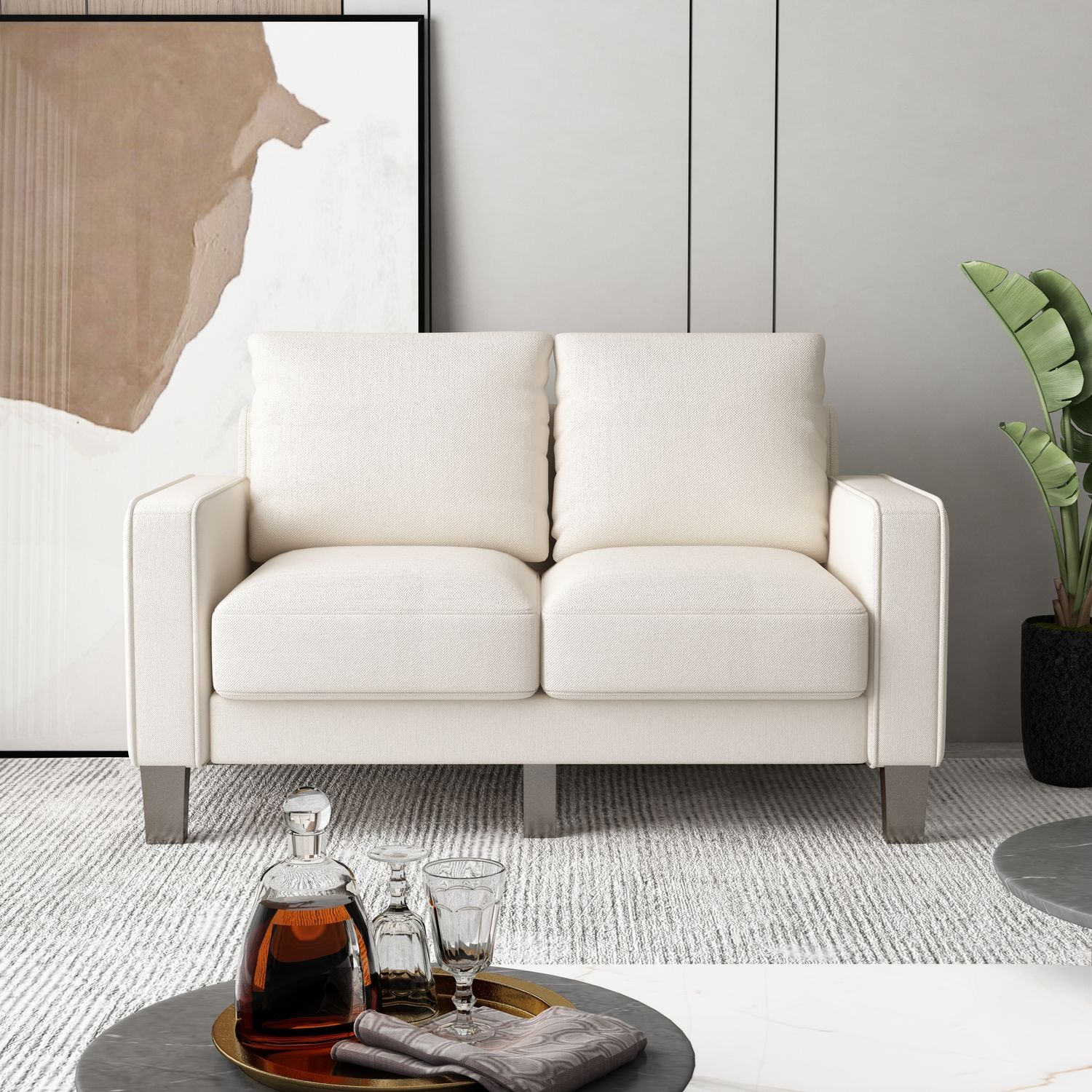 JASMODER W109741572 30.30-Inches Modern Beige Sofa