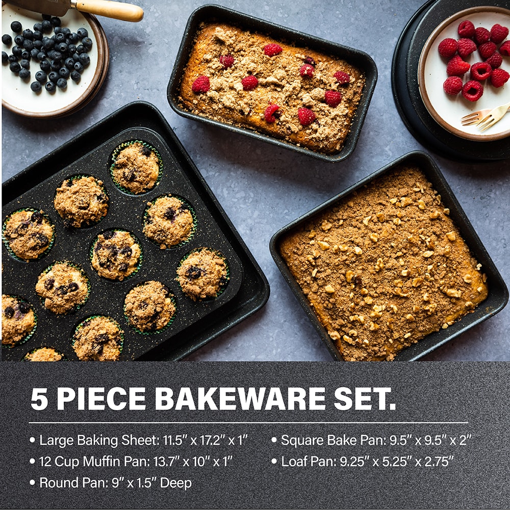 Granitestone 15-Piece Aluminum Hammered Ultra-Durable Non-Stick Diamond Infused Cookware and Bakeware Set