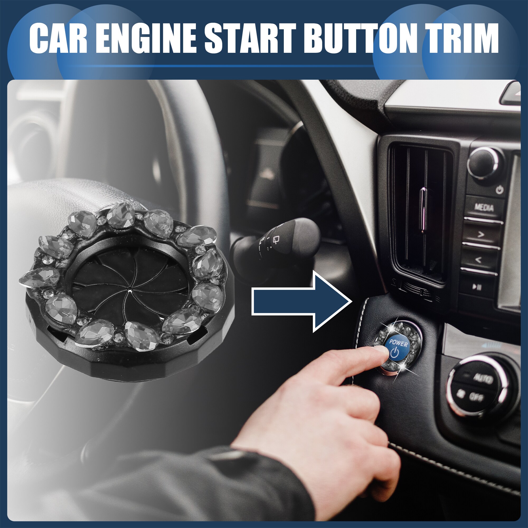 Unique Bargains Universal Bling Car Engine Start Stop Button Cover Car ...
