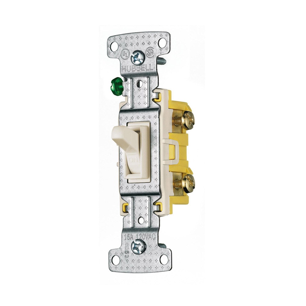 Hubbell RS115LAZ 15-Amp Single-Pole Framed Toggle Light Switch, Light Almond